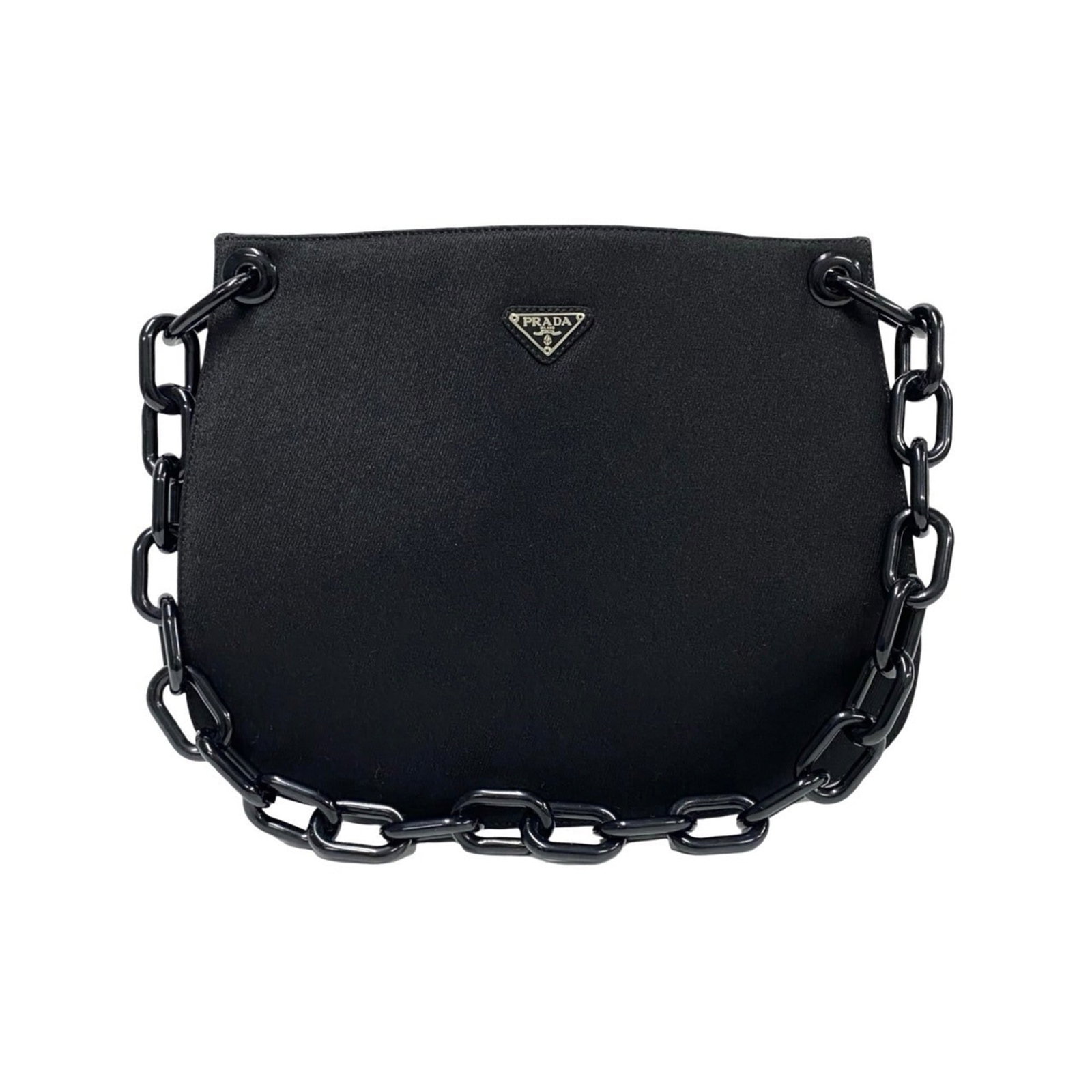 Prada Shoulder Bag Canvas Plastic: Prada Shoulder Bag Canvas Plastic Canvas and plastic construction for a durable and long-lasting shoulder bag. The black color and 25.5cm x 30.5cm size make it a versatile and portable accessory.