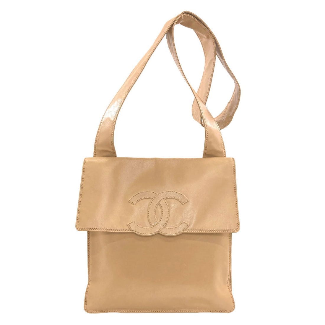 Chanel Coco Mark Goldhardware Tote Bag Lambskin: Chanel Coco Mark Goldhardware Tote Bag Lambskin Beige lambskin tote bag with magnetic closure, measuring 11.0 inches in height and 11.0 inches in width. This CHANEL style tote bag features a classic