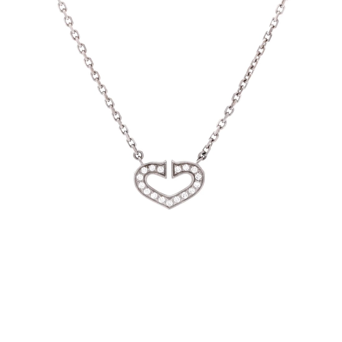 Cartier Heart de Cartier Pendant 18K White Gold with Pave Diamonds: Cartier Heart de Cartier Pendant 18K White Gold with Pave Diamonds Cartier Heart de Cartier Pendant 18K White Gold with Pave Diamonds - A stunning 18K white gold pendant featuring a pave diamond desig