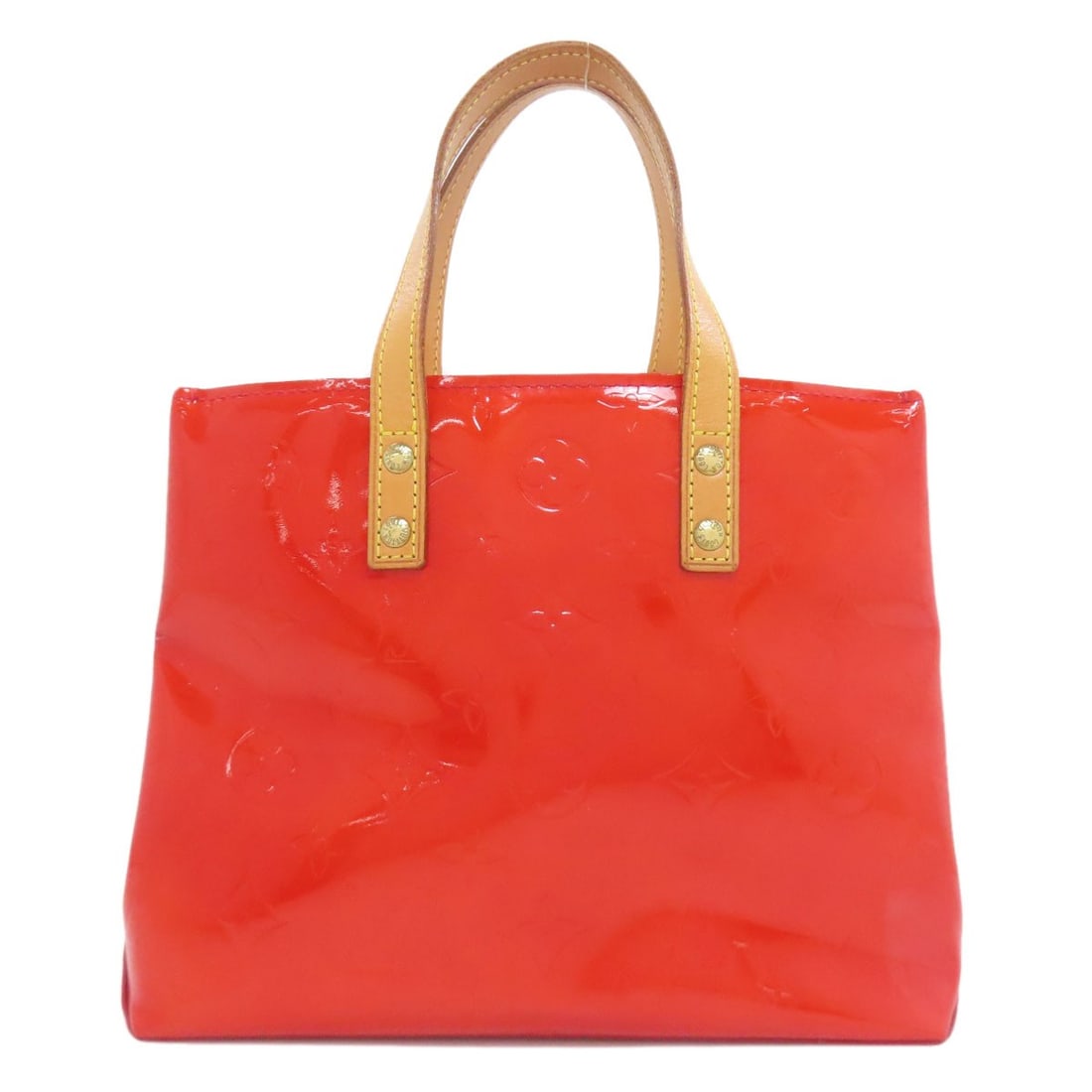 Lead M91088 Handbag Louis Vernis Vuitton: Lead M91088 Handbag Louis Vernis Vuitton Red Louis Vuitton handbag with Vernis exterior, bearing a signature. This iconic handbag is a classic example of Louis Vuitton's signature style. The Vernis