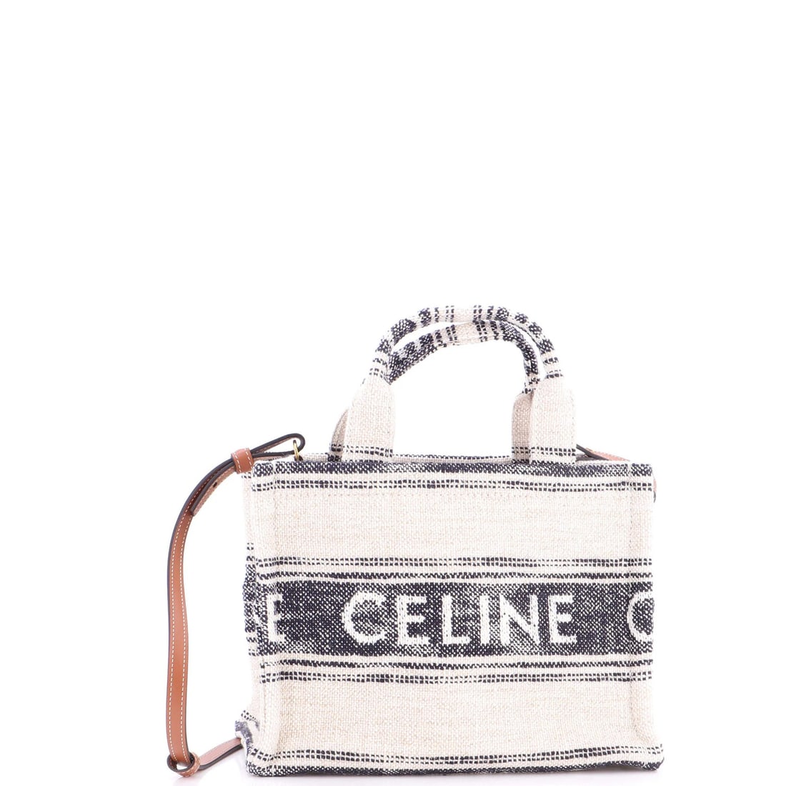 Striped Tote Small Celine Thais Cabas Jacquard Textile: Striped Tote Small Celine Thais Cabas Jacquard Textile Canvas and gold hardware accentuate the understated elegance of this Celine Cabas Thais Small Tote, featuring a neutral striped Jacquard textile