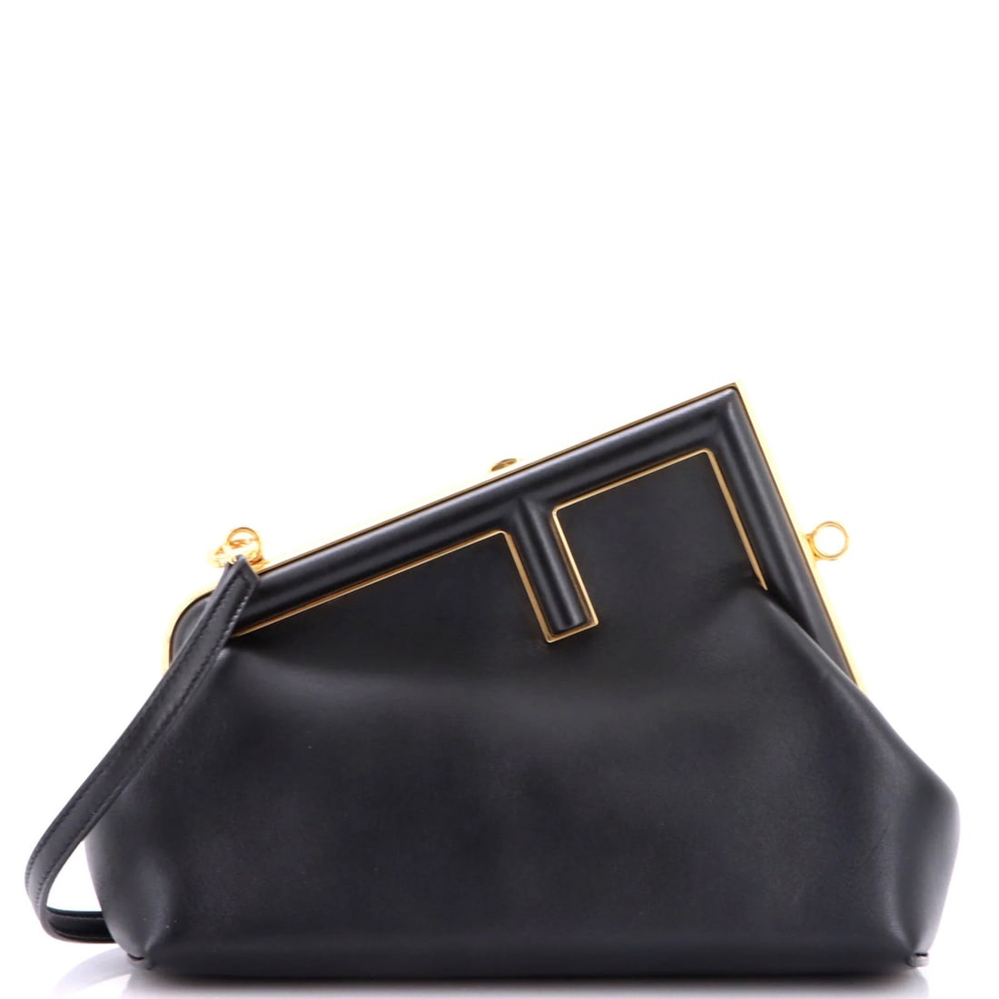 Small Leather Bag Fendi First: Small Leather Bag Fendi First Small Leather Bag Fendi First - A sleek and sophisticated accessory, this black leather clutch features a classic design and gold hardware, perfect for adding a touch of