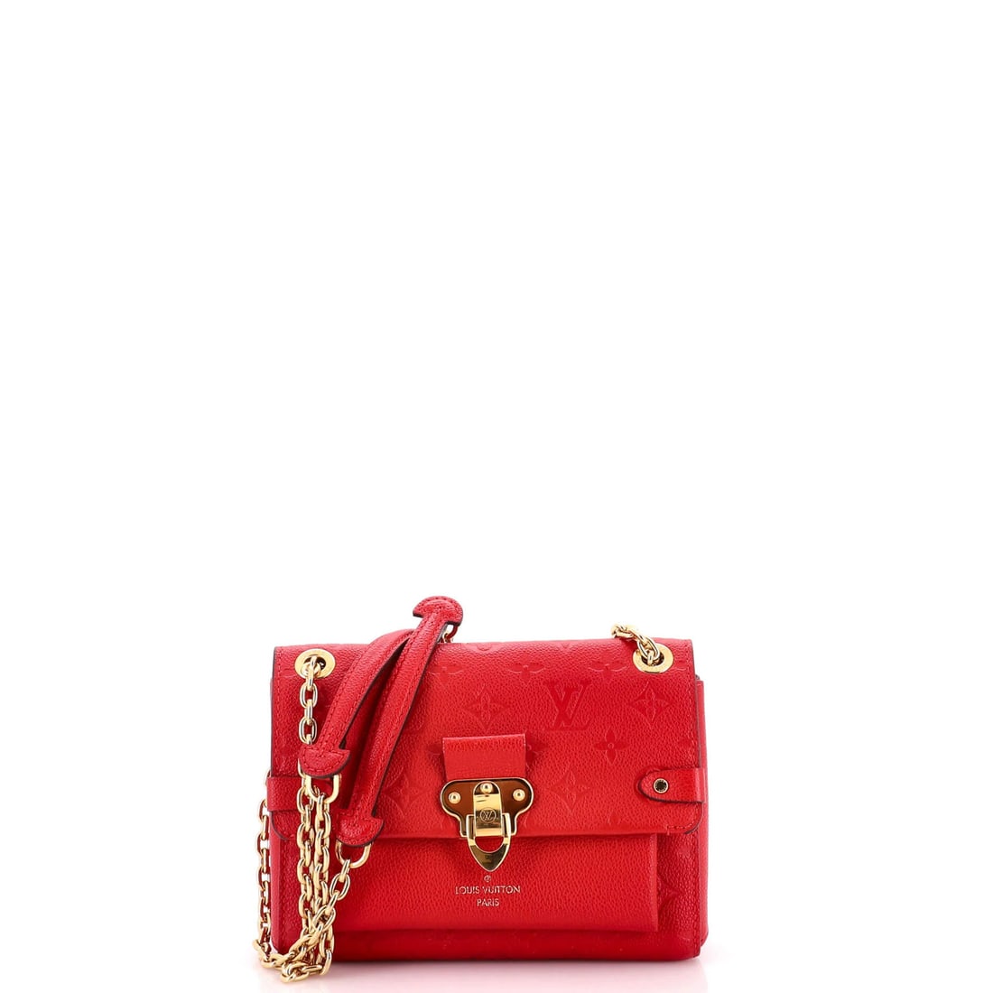 Louis Vuitton Vavin Monogram Leather Empreinte Handbag BB: Louis Vuitton Vavin Monogram Leather Empreinte Handbag BB The Louis Vuitton Vavin Monogram Leather Empreinte Handbag BB boasts a striking red exterior with the iconic Monogram Empreinte pattern,