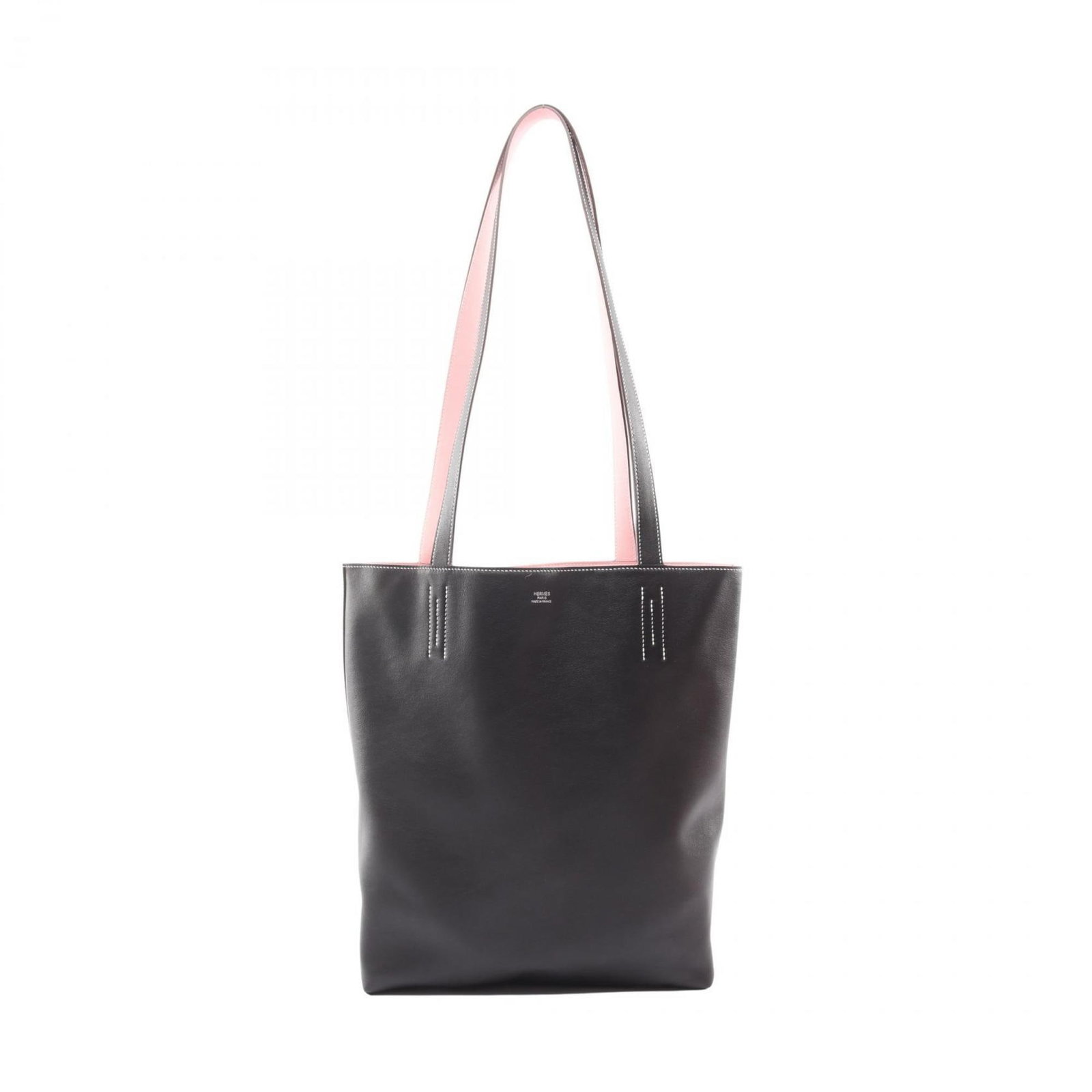 Bag Leather Tote Hermes: Bag Leather Tote Hermes Swift leather bag from Hermes in black, Ebene, and pink, featuring a classic tote design with a 34cm x 28cm size. Made from high-quality leather, this bag is a timeless