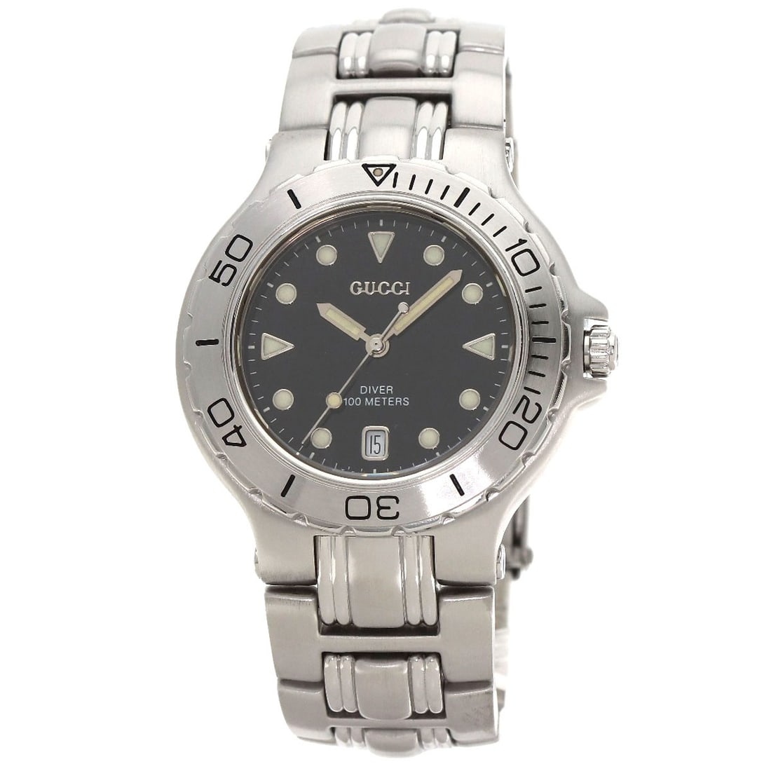 Stainless Steel Gucci Diver Watches: Stainless Steel Gucci Diver Watches Stainless Steel Gucci Diver Watches are crafted from durable stainless steel, featuring a silver case and bezel, with an analog display and quartz movement. The
