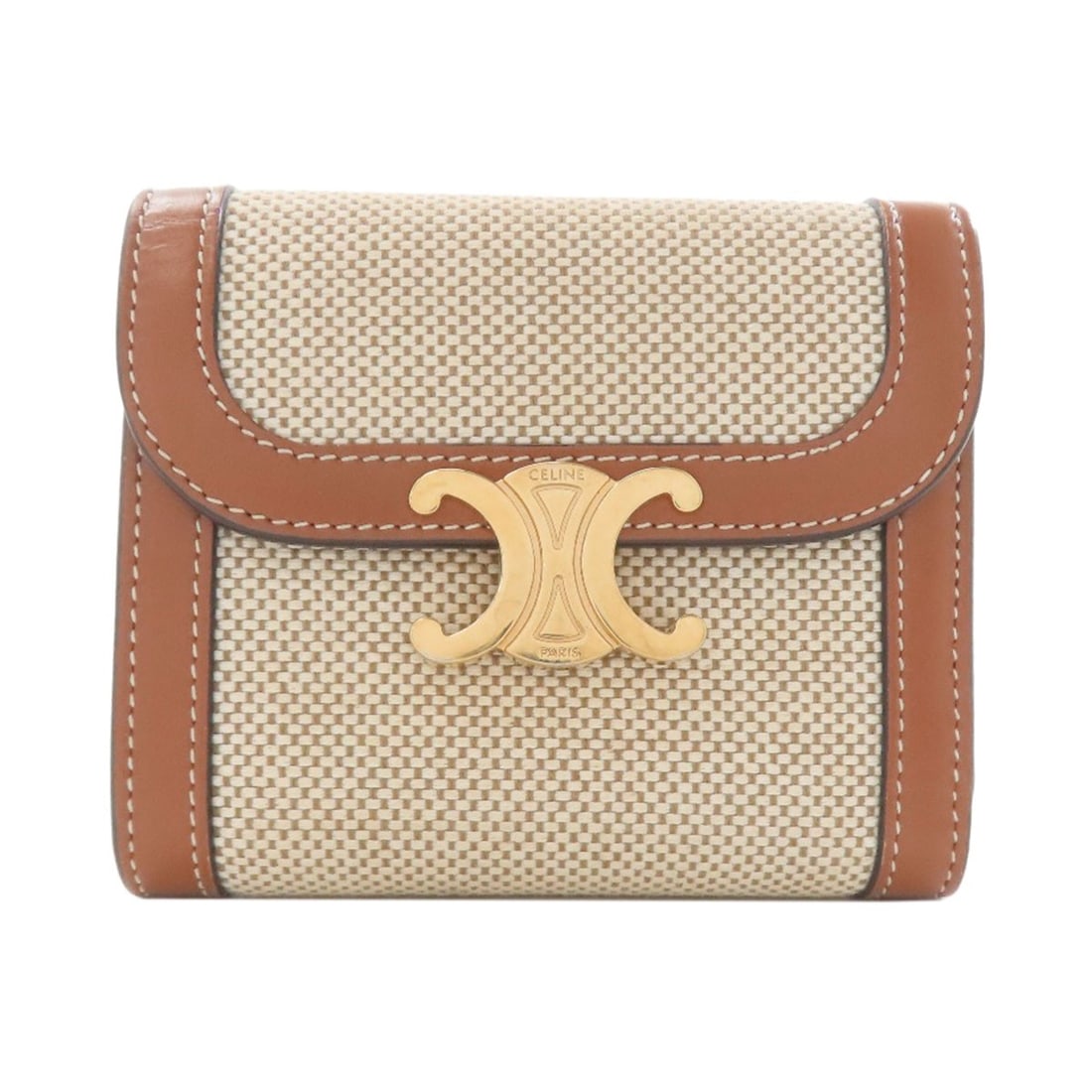 Celine Triomphe Tri-Fold Wallet Bifold Wallet With Coin Pocket Canvas: Celine Triomphe Tri-Fold Wallet Bifold Wallet With Coin Pocket Canvas Brown Celine Triomphe Tri-Fold Wallet Bifold Wallet With Coin Pocket Canvas. This Celine bifold wallet features a canvas