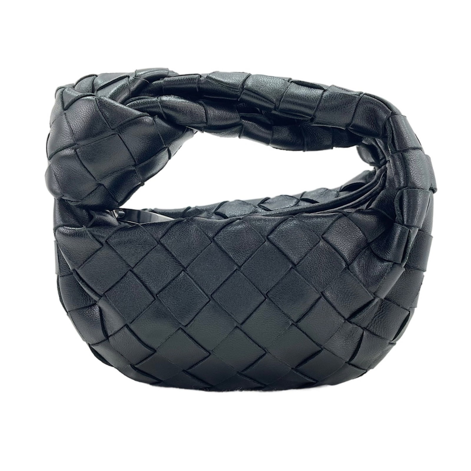 Intrecciato Handbag Bottega Veneta: Intrecciato Handbag Bottega Veneta Intrecciato Handbag Bottega Veneta: A sleek and sophisticated black handbag featuring the iconic intrecciato woven design, measuring 9cm x 16cm x 4cm. The bag's