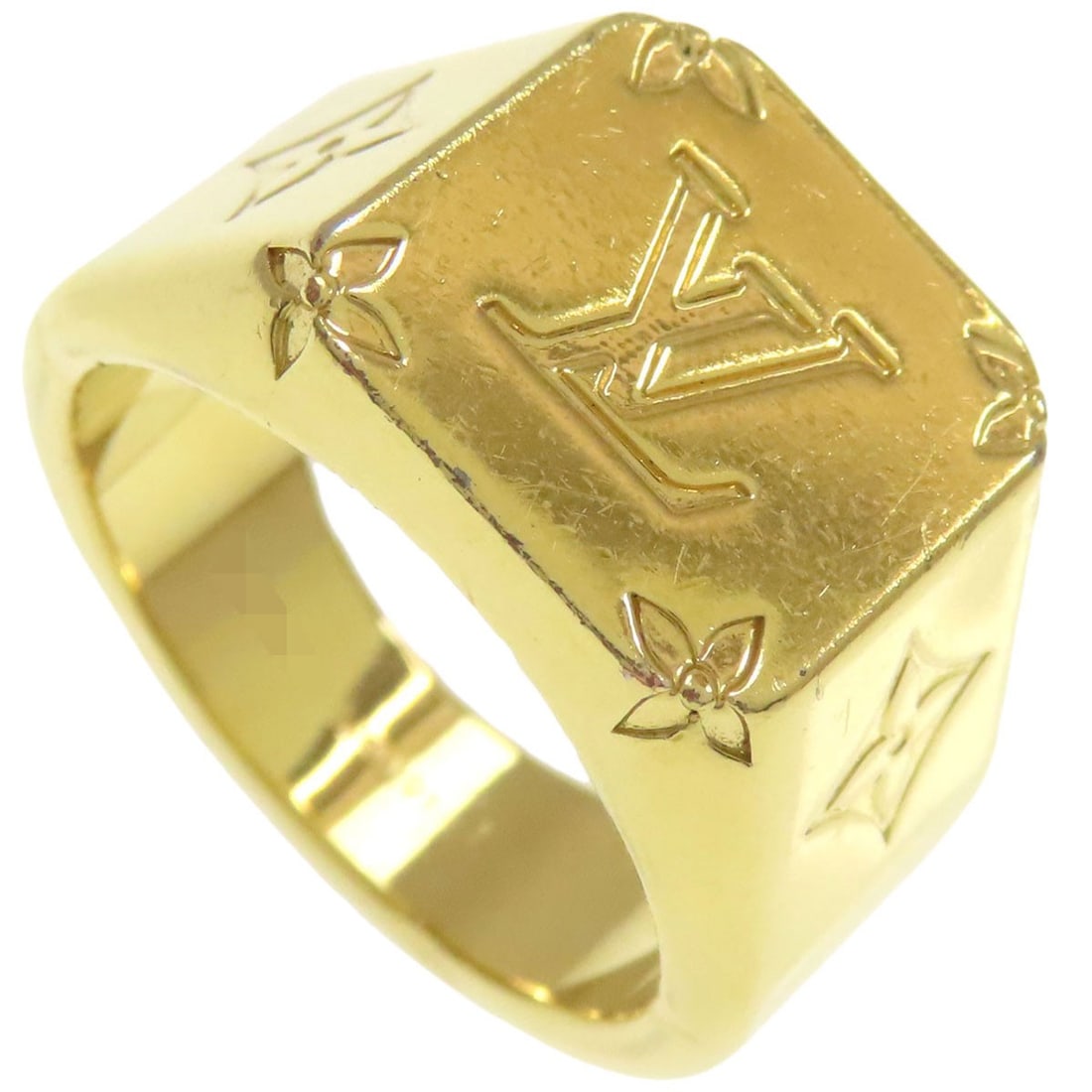 Vuitton Louis M80191 Signet Metal Ring: Vuitton Louis M80191 Signet Metal Ring Gold Signet Metal Ring from LOUIS VUITTON, featuring a classic design with a metal construction and a gold exterior. This ring is available in a US size 9.75.