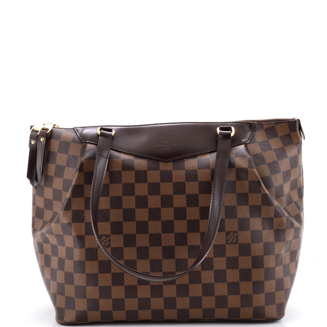 Damier Handbag Louis Vuitton Westminster: Damier Handbag Louis Vuitton Westminster Brown Damier GM Louis Vuitton Westminster handbag with canvas coated exterior and red interior, featuring gold hardware and cracking handles. The bag has