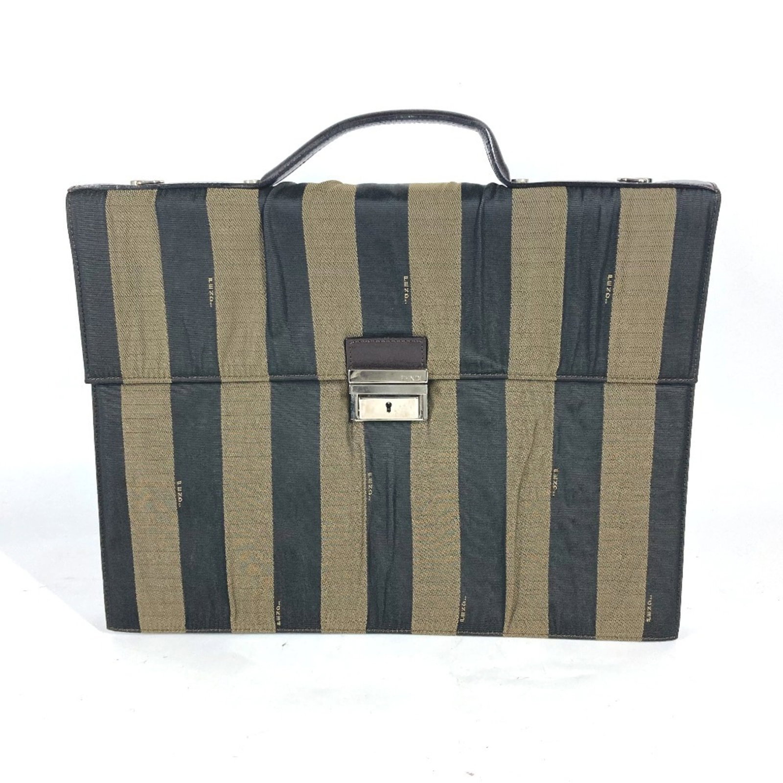 Briefcase Handbag Fendi Nylon Leather Tote: Briefcase Handbag Fendi Nylon Leather Tote Black and Brown Fendi Nylon Leather Tote Briefcase Handbag. This Fendi tote bag features a combination of nylon and leather materials, with a sleek black