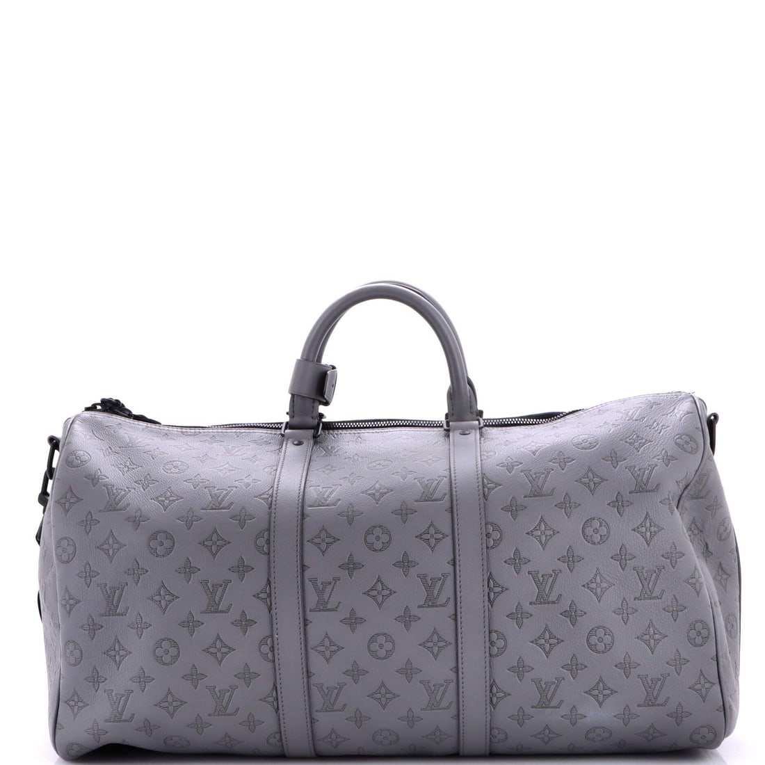 Louis Vuitton 50 Keepall Leather Monogram Bandouliere Bag: Louis Vuitton 50 Keepall Leather Monogram Bandouliere Bag Gray Louis Vuitton 50 Keepall Leather Monogram Bandouliere Bag with Poignet Lock and Keys. This stylish bag features a classic design with a