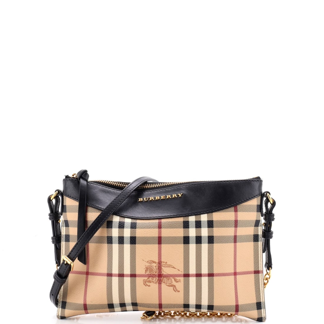 Peyton Crossbody Bag Coated Burberry Haymarket Canvas: Peyton Crossbody Bag Coated Burberry Haymarket Canvas The Peyton Crossbody Bag is a stylish and practical accessory, featuring a brown canvas-coated exterior with a gold-tone buckle. Measuring 6.5"