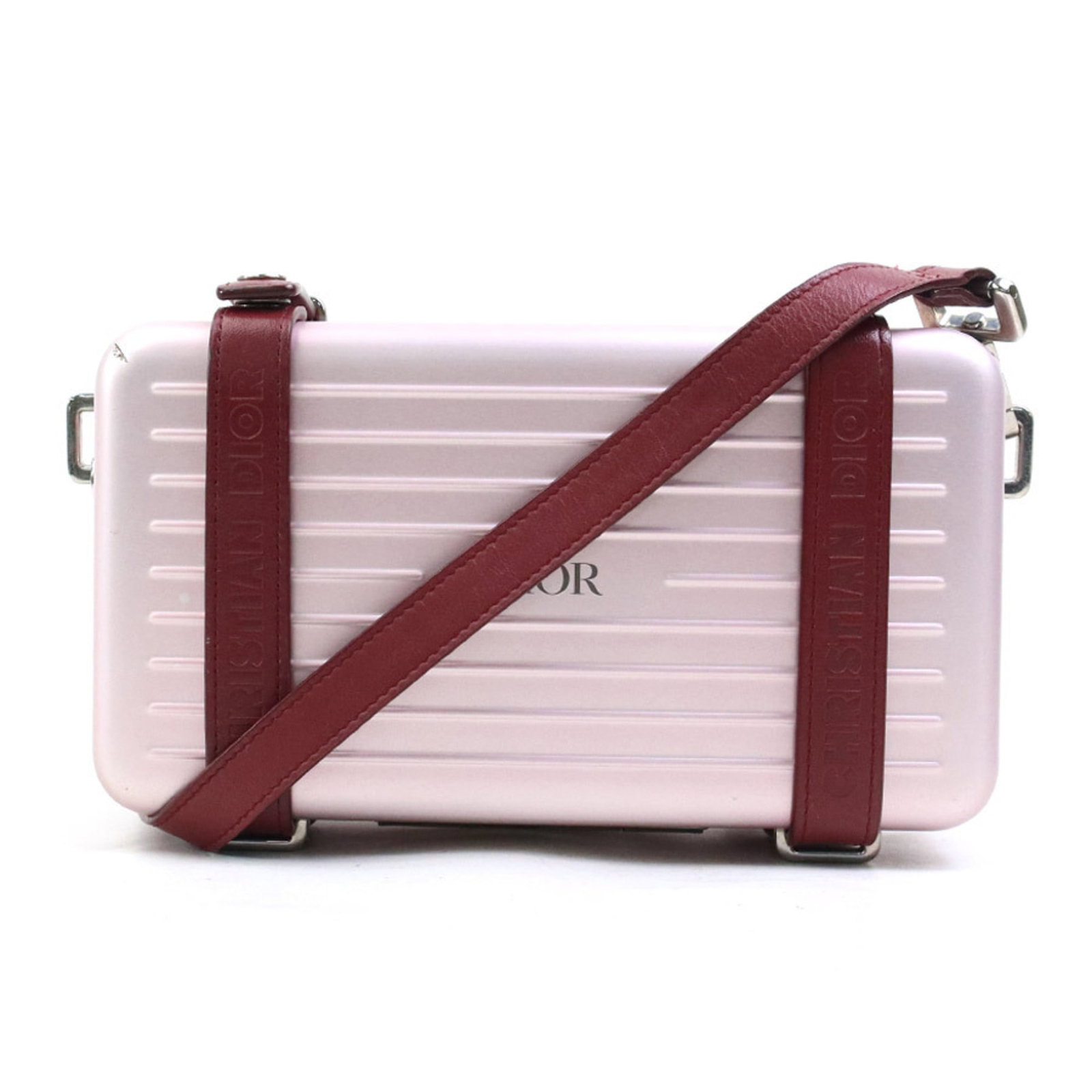 Christian Dior Leather Shoulder Bag Aluminum: Christian Dior Leather Shoulder Bag Aluminum Burgundy leather and metallic pink accents come together in this sleek Christian Dior shoulder bag, crafted from durable aluminum for a touch of modern lux