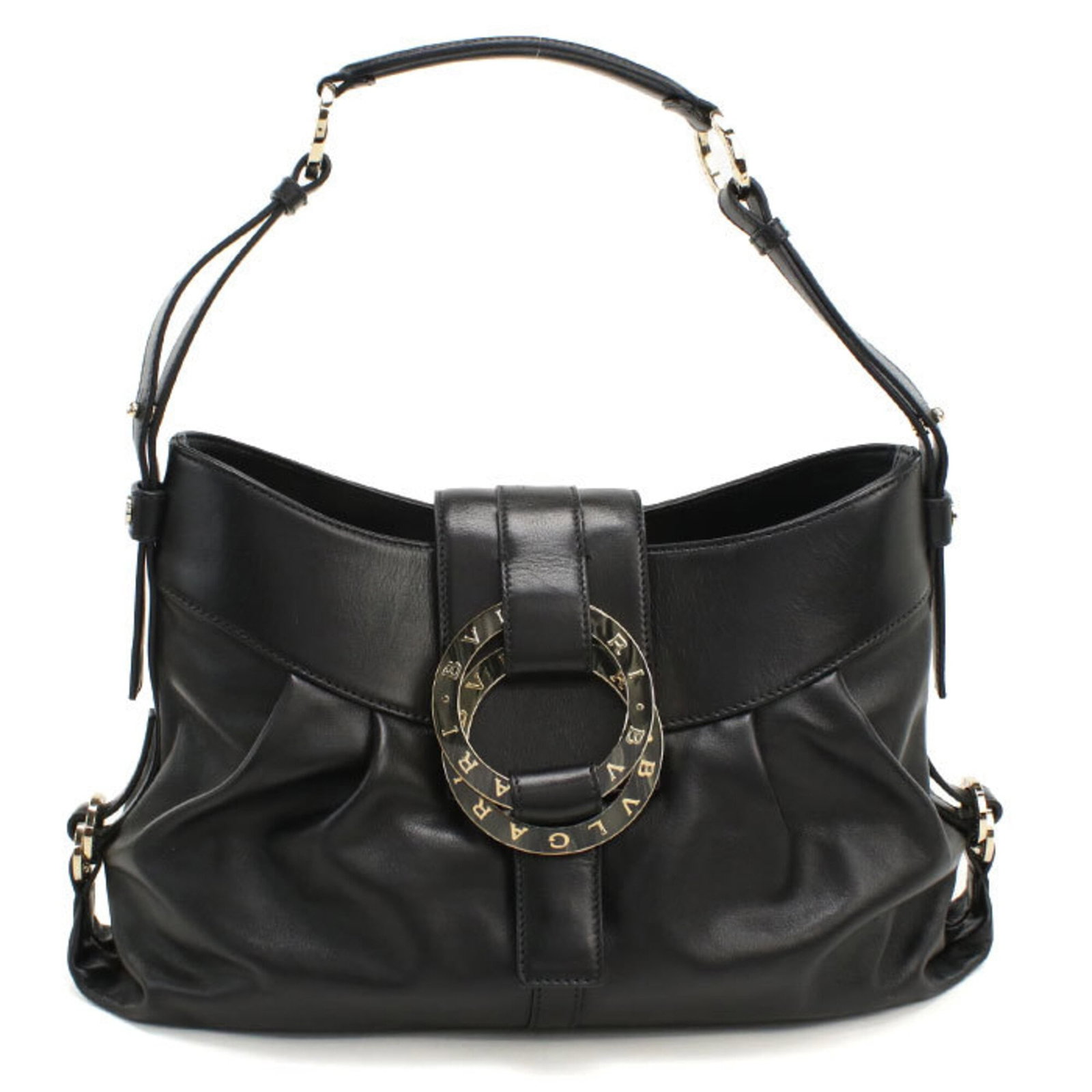 Shoulder Bag Leather: Shoulder Bag Leather Made from high-quality Italian calfskin leather, this sleek black shoulder bag boasts a classic design with gold hardware accents. Measuring 22cm x 36cm x 10cm, it provides a