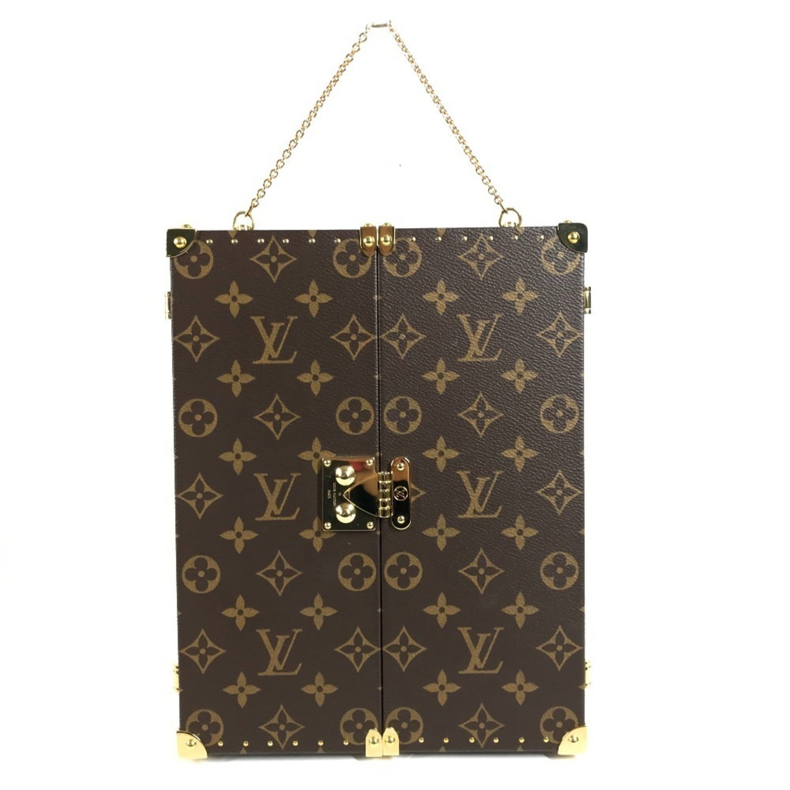 Louis Vuitton Brown Men's Women's Canvas Monogram Home Trunk Mirror Tri-Fold Gi0554 Interior: Louis Vuitton Brown Men's Women's Canvas Monogram Home Trunk Mirror Tri-Fold Gi0554 Interior Monogrammed canvas trunk mirror with a classic tri-fold design, adding a touch of timeless elegance to any