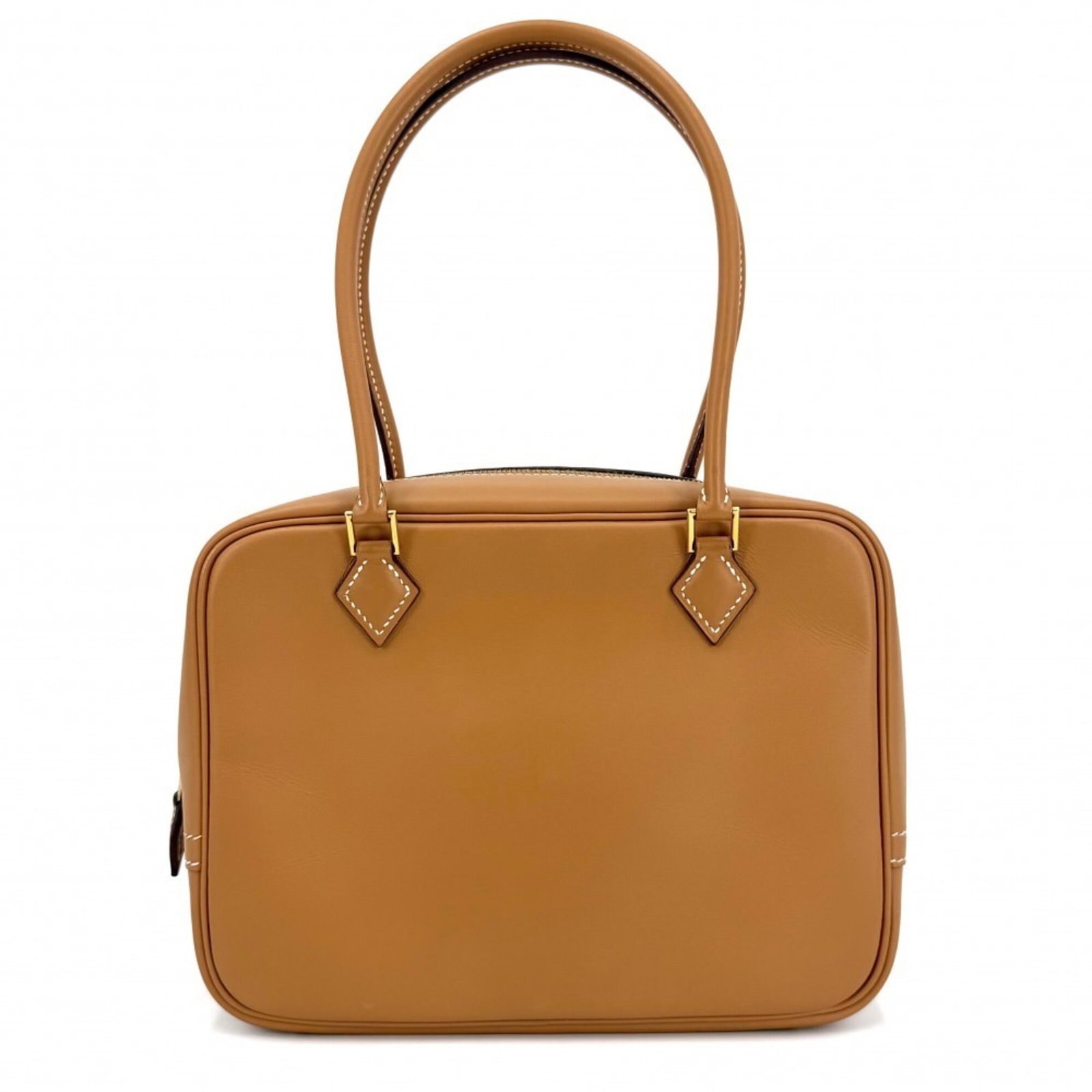 Handbag Leather Hermes: Handbag Leather Hermes Brown leather handbag from Hermes, measuring 15cm x 20cm x 7.5cm. This classic design features high-quality leather construction and a timeless brown color. The bag's compact