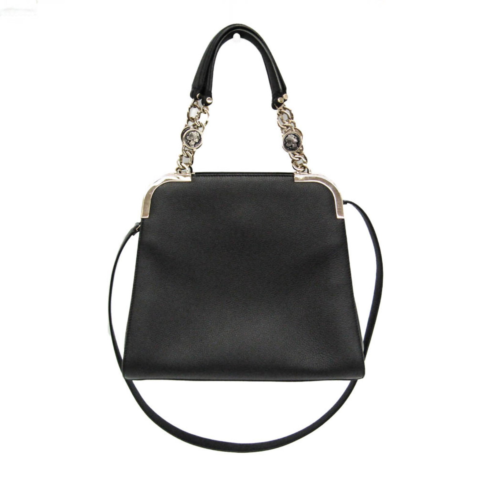 Bvlgari Handbag Shoulder Bag Leather: Bvlgari Handbag Shoulder Bag Leather Black Bvlgari Monete Leather Shoulder Bag with Magnet Closure and Zipper Pocket. This Italian-made shoulder bag features a sleek design, 41cm long handle, and