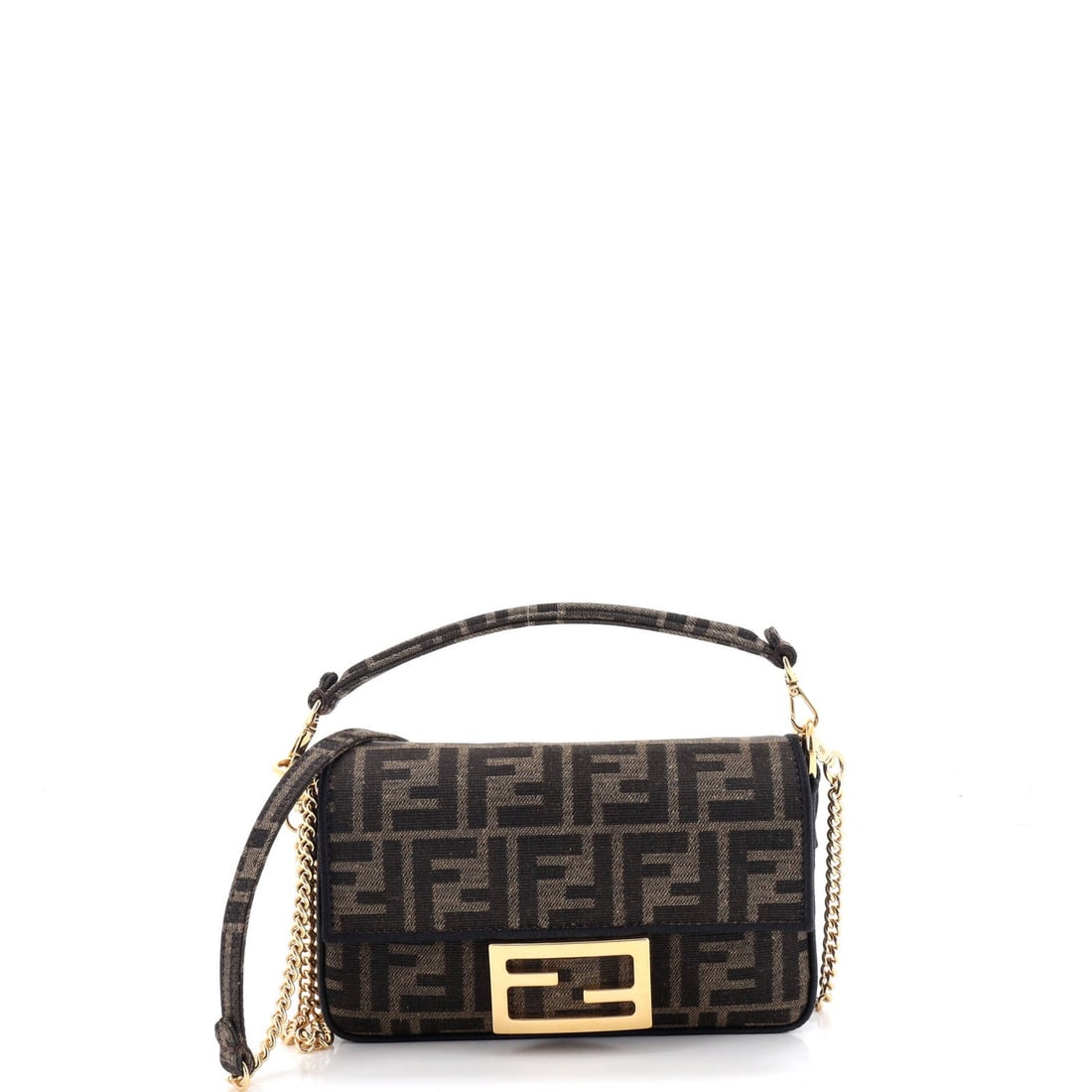 Fendi NM Bag Baguette Zucca Mini: Fendi NM Bag Baguette Zucca Mini The Fendi Baguette Zucca Mini is a stylish and compact cross-body bag, measuring 4.5" in height and 7.5" in width, with a 2" drop handle. Made from high-quality