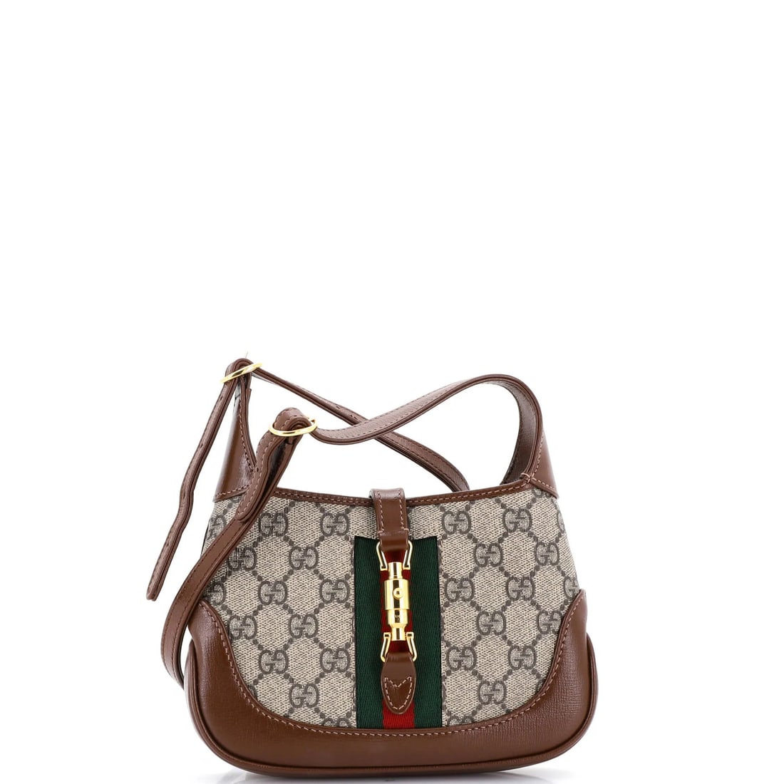 Gucci Jackie 1961 Hobo GG Coated Canvas Mini: Gucci Jackie 1961 Hobo GG Coated Canvas Mini The Gucci Jackie 1961 Hobo GG Coated Canvas Mini is a stylish and compact handbag, featuring a classic GG Coated Canvas exterior with a brown finish. With 