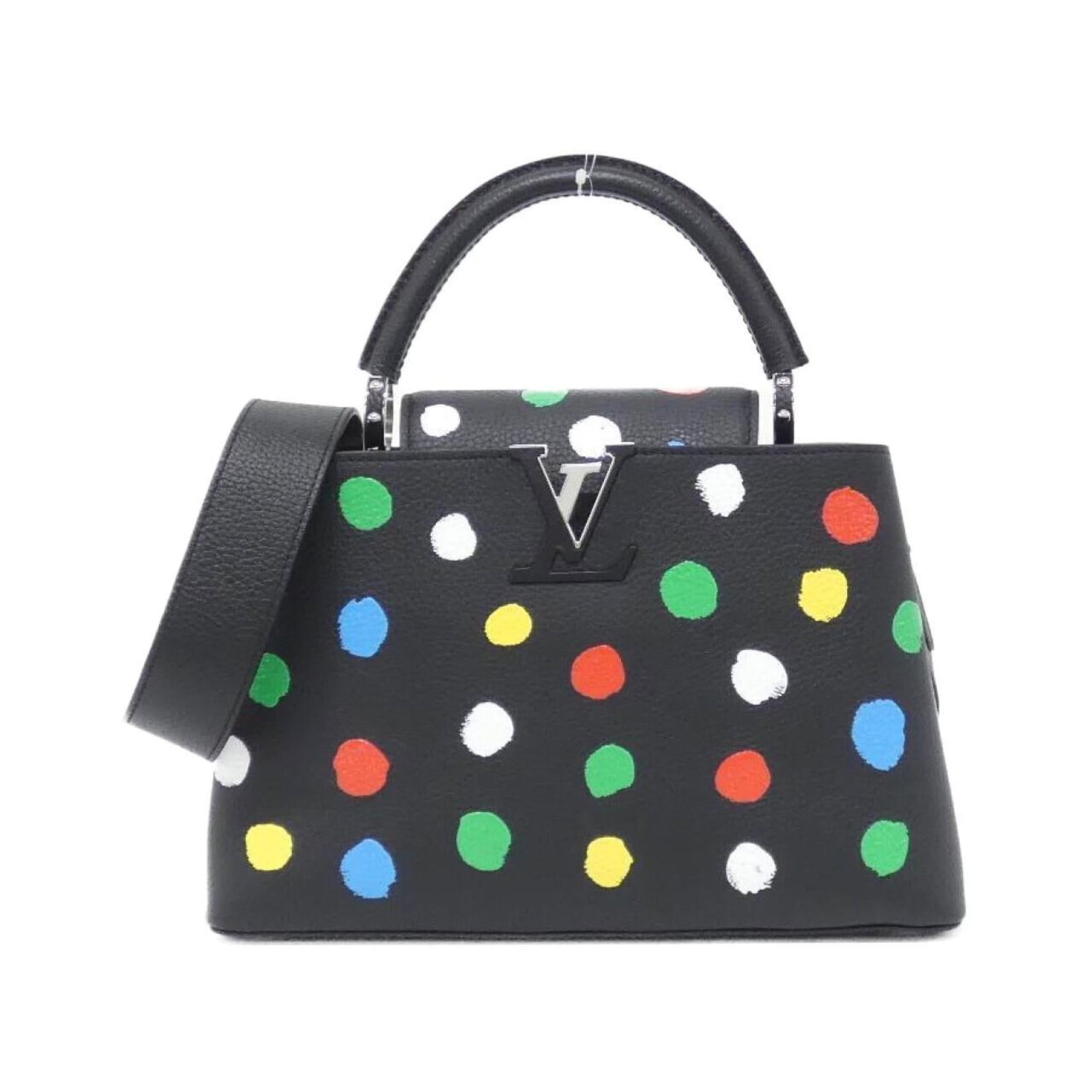 Handbag Leather Louis Vuitton: Handbag Leather Louis Vuitton Handbag Leather Louis Vuitton is made from high-quality Calfskin leather and features a sleek black and multi-color design. The bag comes with a dust bag and shoulder str