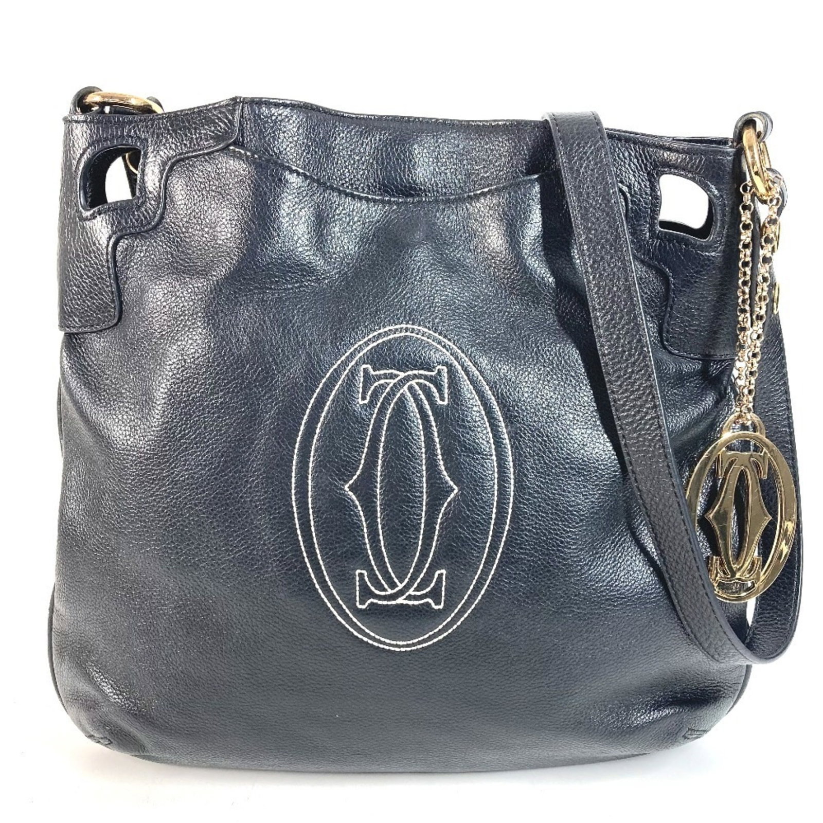 Shoulder Bag Cartier Leather: Shoulder Bag Cartier Leather Cartier Leather Shoulder Bag: A Timeless Classic. Made from high-quality leather, this shoulder bag boasts a sleek design with clean lines and a sophisticated black and wh