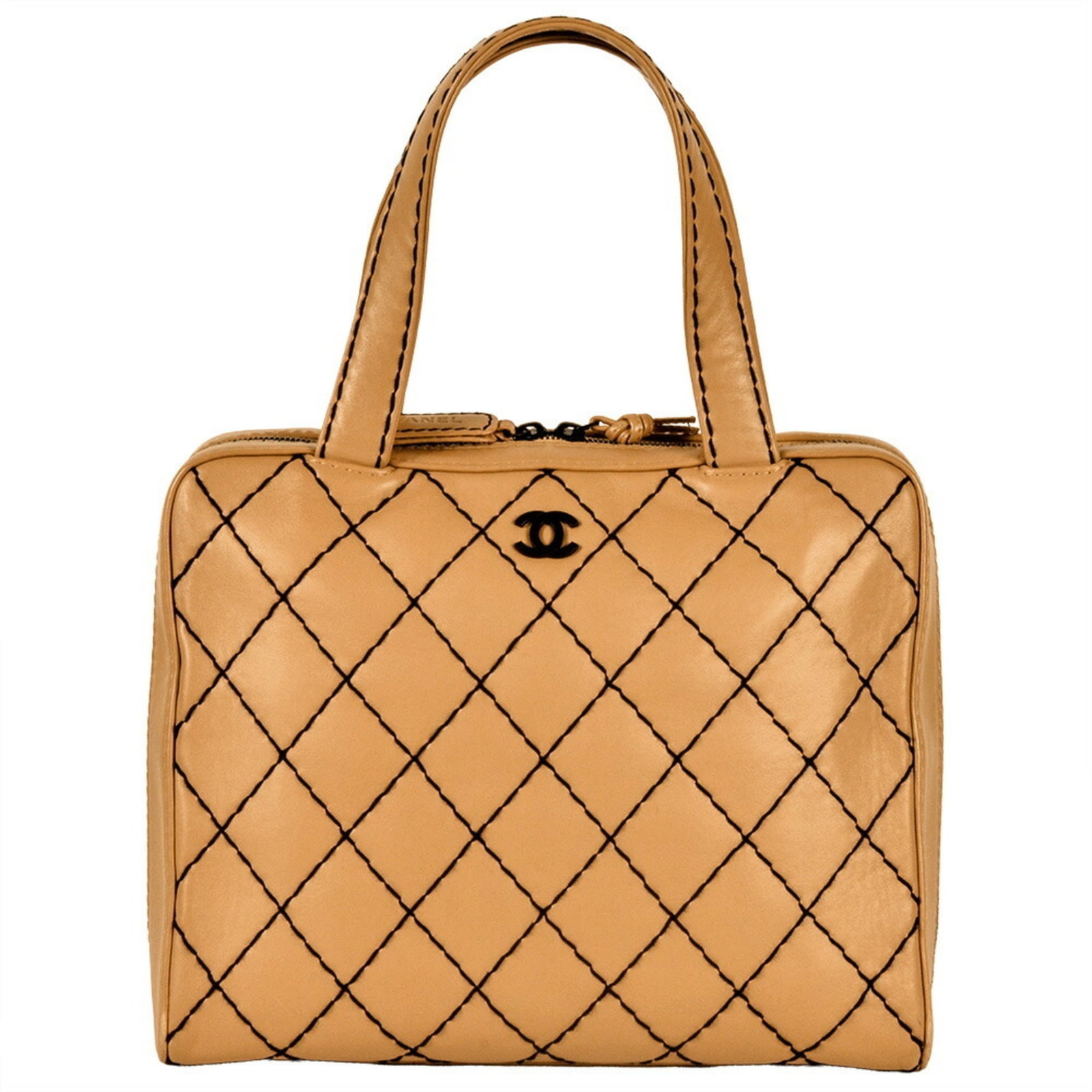 Leather Chanel Tote Bag: Leather Chanel Tote Bag Leather Chanel Tote Bag, made from high-quality leather, features a classic design with a beige color and a sturdy handle that measures 43cm in length. The bag comes with a