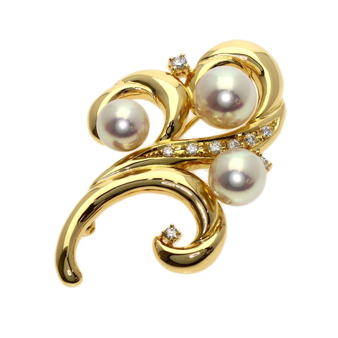 Tasaki Diamond Pearl K18 Yellow Gold: Tasaki Diamond Pearl K18 Yellow Gold Tasaki Diamond Pearl K18 Yellow Gold is a stunning brooch featuring a 0.17ct D color diamond set in K18 yellow gold. The intricate design showcases the beauty of t