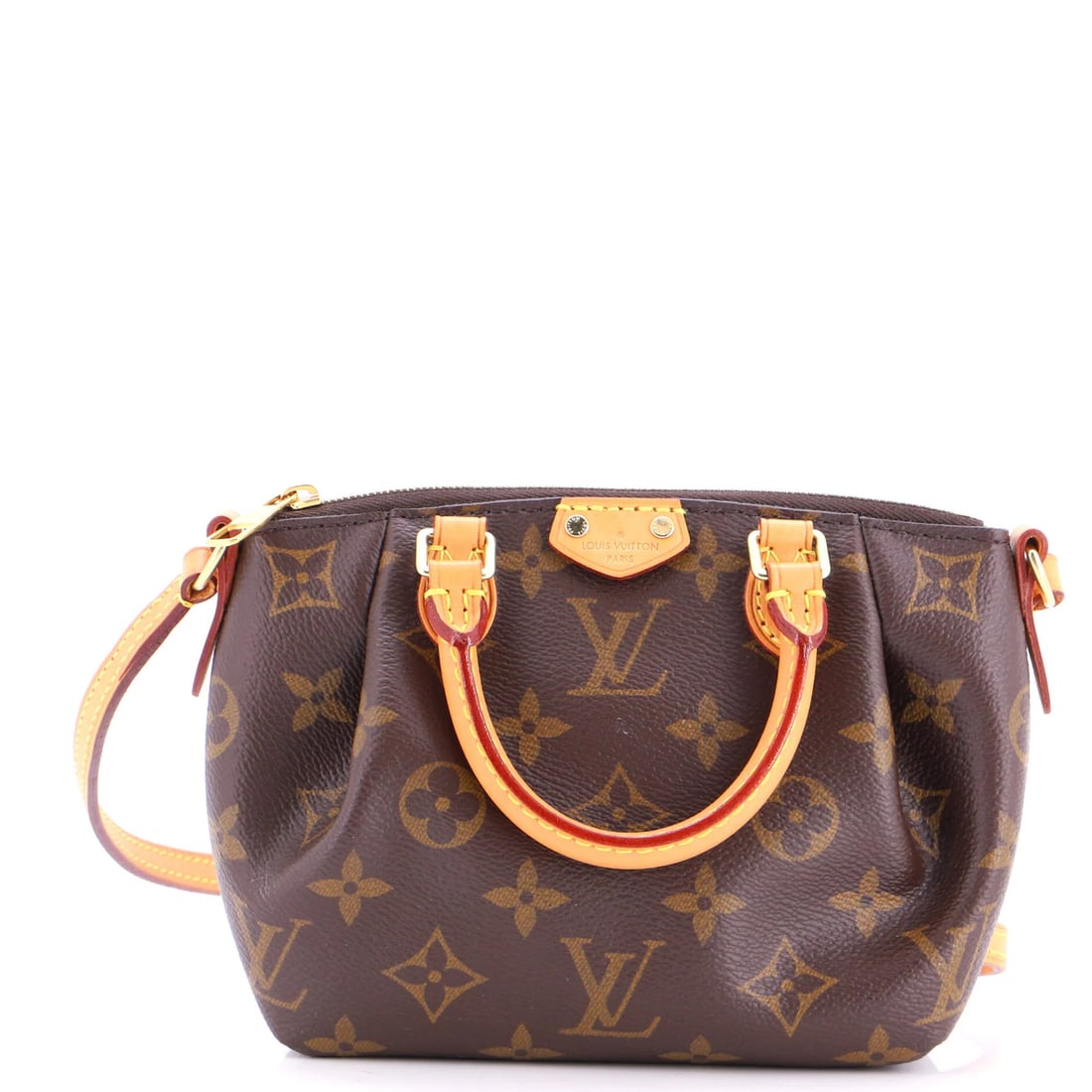 Handbag Canvas Monogram Nano Louis Turenne Vuitton: Handbag Canvas Monogram Nano Louis Turenne Vuitton Canvas Coated Louis Vuitton Nano Turenne Cross Body Bag in Brown with Gold Hardware. This Nano Turenne handbag features a canvas exterior with a