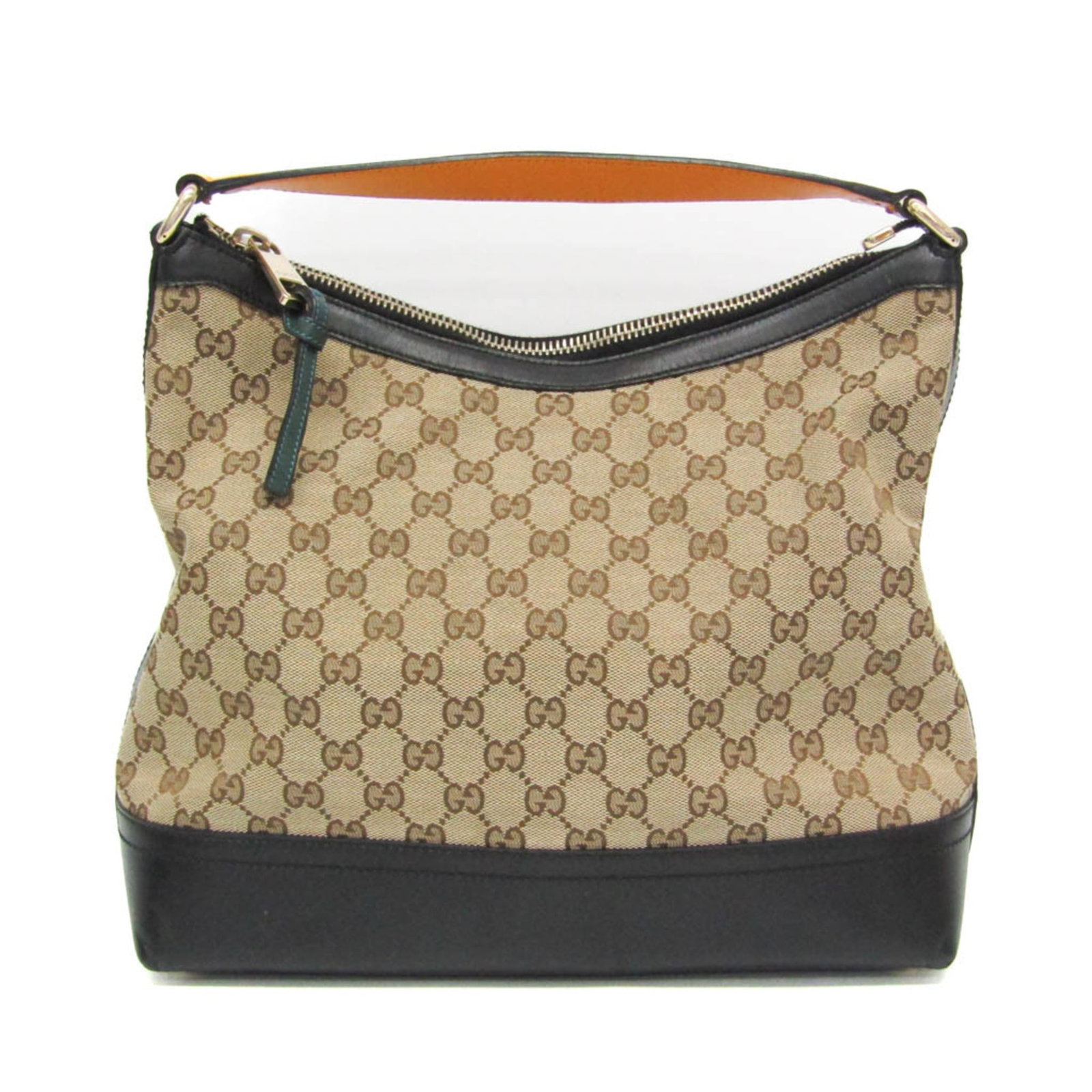 Canvas Leather Gg Gucci Bag Shoulder: Canvas Leather Gg Gucci Bag Shoulder Canvas Leather GG Gucci Bag Shoulder - A Timeless Beige and Black Shoulder Bag. This GG canvas and leather shoulder bag features a classic design with a zipper