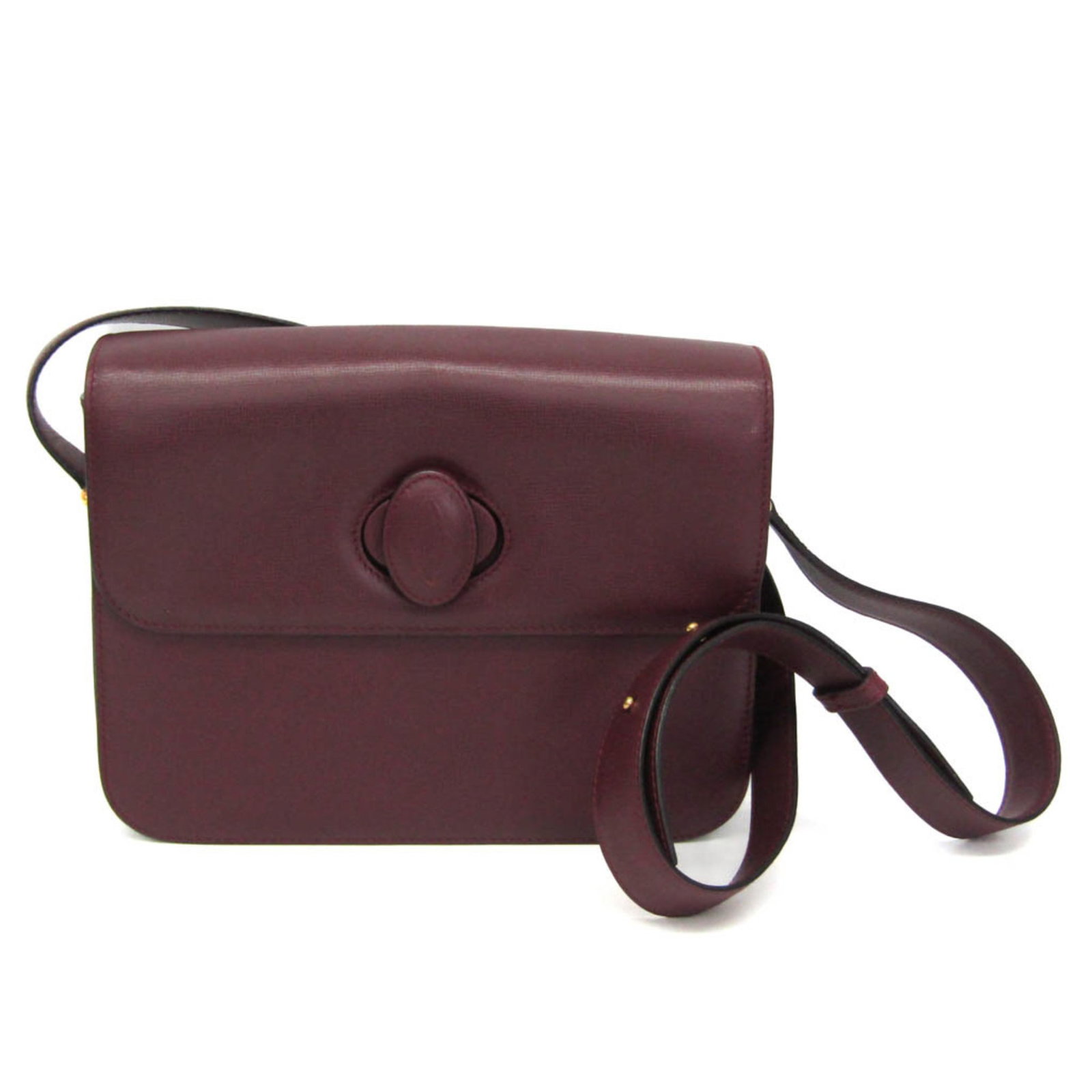 Shoulder Bag Cartier Leather: Shoulder Bag Cartier Leather Cartier Leather Shoulder Bag - A Timeless Design. This exquisite shoulder bag boasts a rich Bordeaux leather exterior, adorned with a Turnlock closure, and features two
