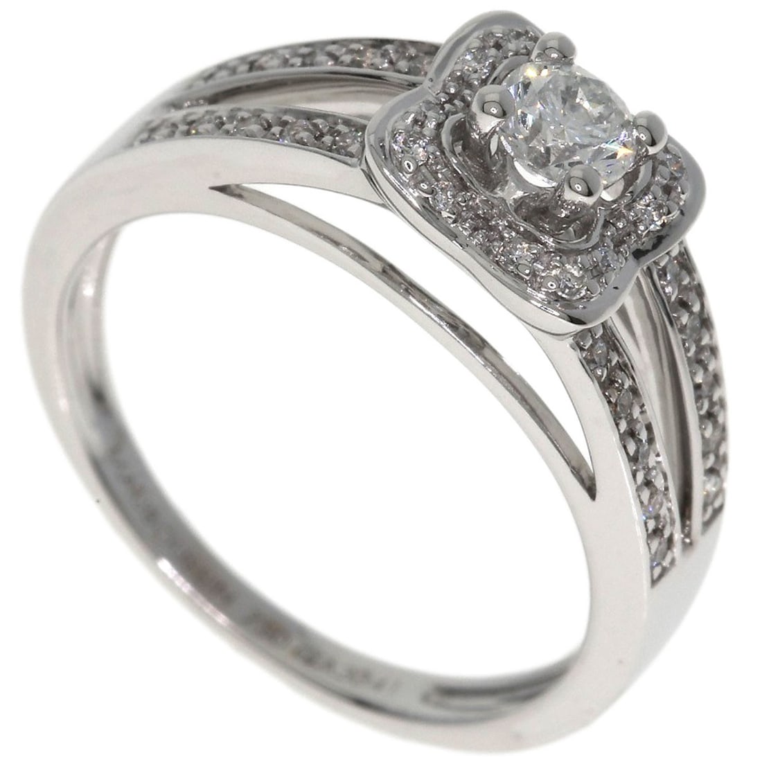 Mauboussin Chance Of Love Diamond Ring K18 White Gold: Mauboussin Chance Of Love Diamond Ring K18 White Gold K18 White Gold Diamond Ring with a Silver Metal Exterior, featuring a Main Stone Diamond, and a Ring Closure. This elegant ring is made from high-