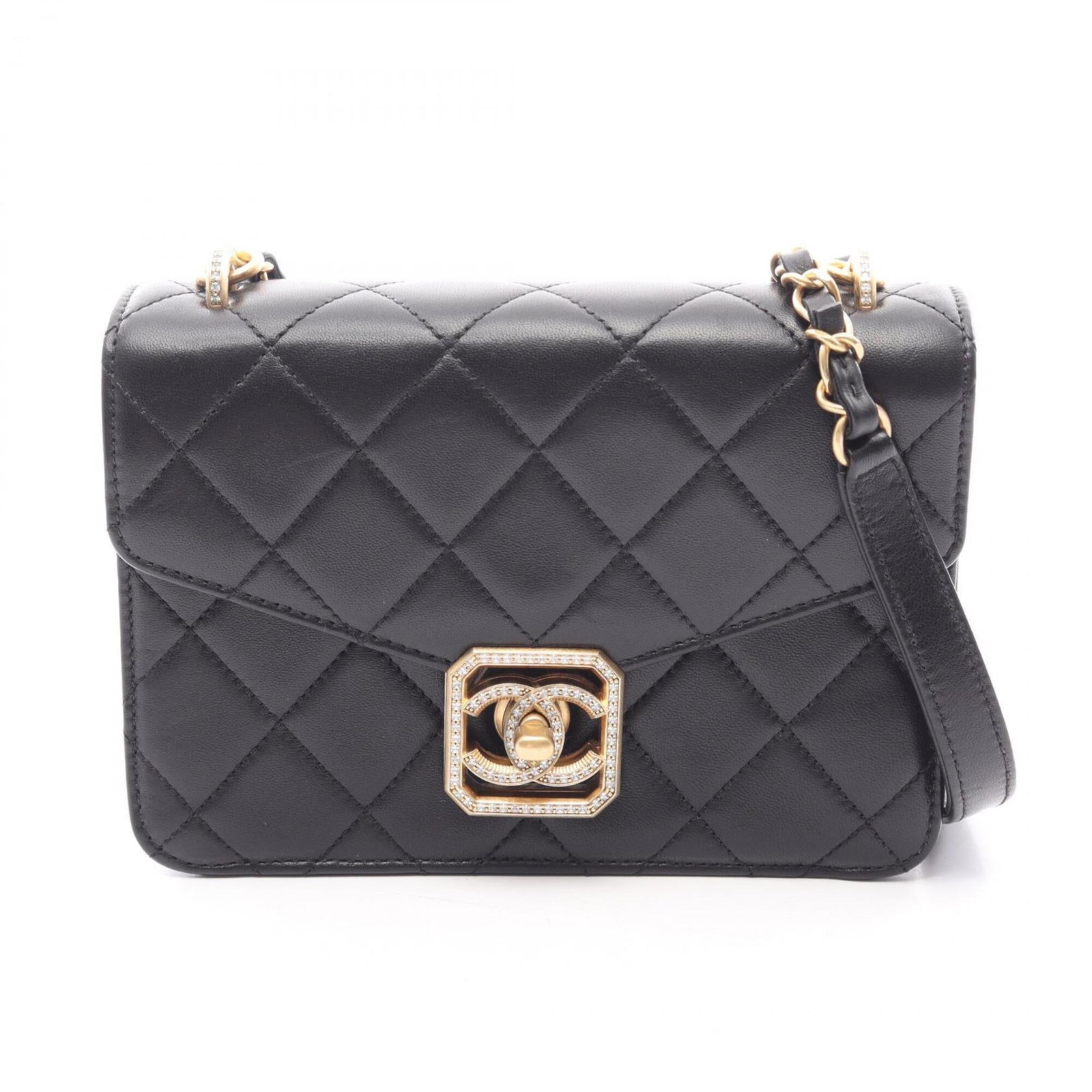 Shoulder Bag Leather Handbag Chanel: Shoulder Bag Leather Handbag Chanel Black lambskin leather Chanel shoulder bag with classic design and timeless elegance. Measuring 13cm x 19cm x 6cm, this stylish handbag is perfect for everyday