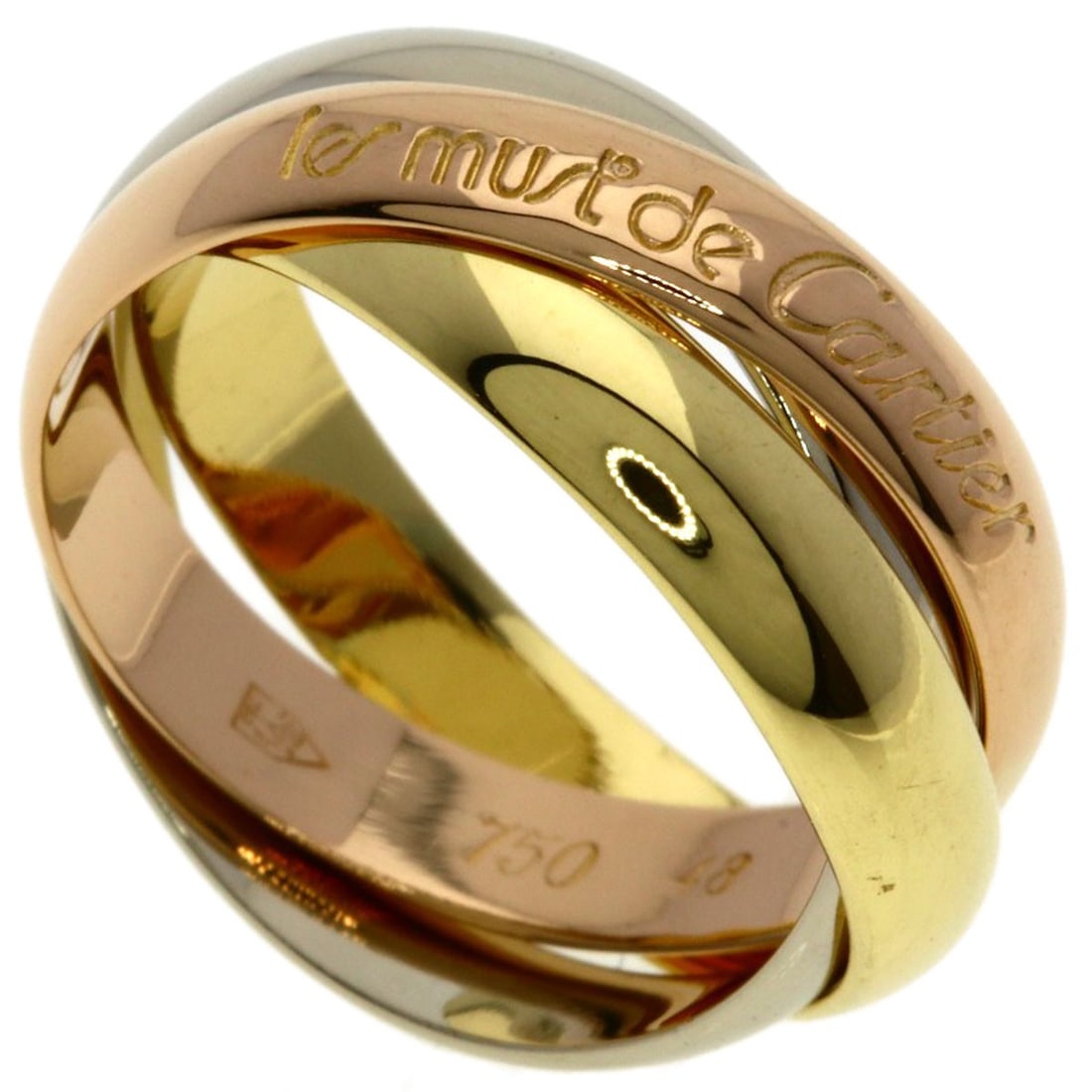 Yellow Gold K18 White Gold K18 Trinity Cartier Ring #48: Yellow Gold K18 White Gold K18 Trinity Cartier Ring #48 K18 White Gold K18 Trinity Cartier Ring #48 features a striking yellow gold design, showcasing the brand's signature style. This elegant ring