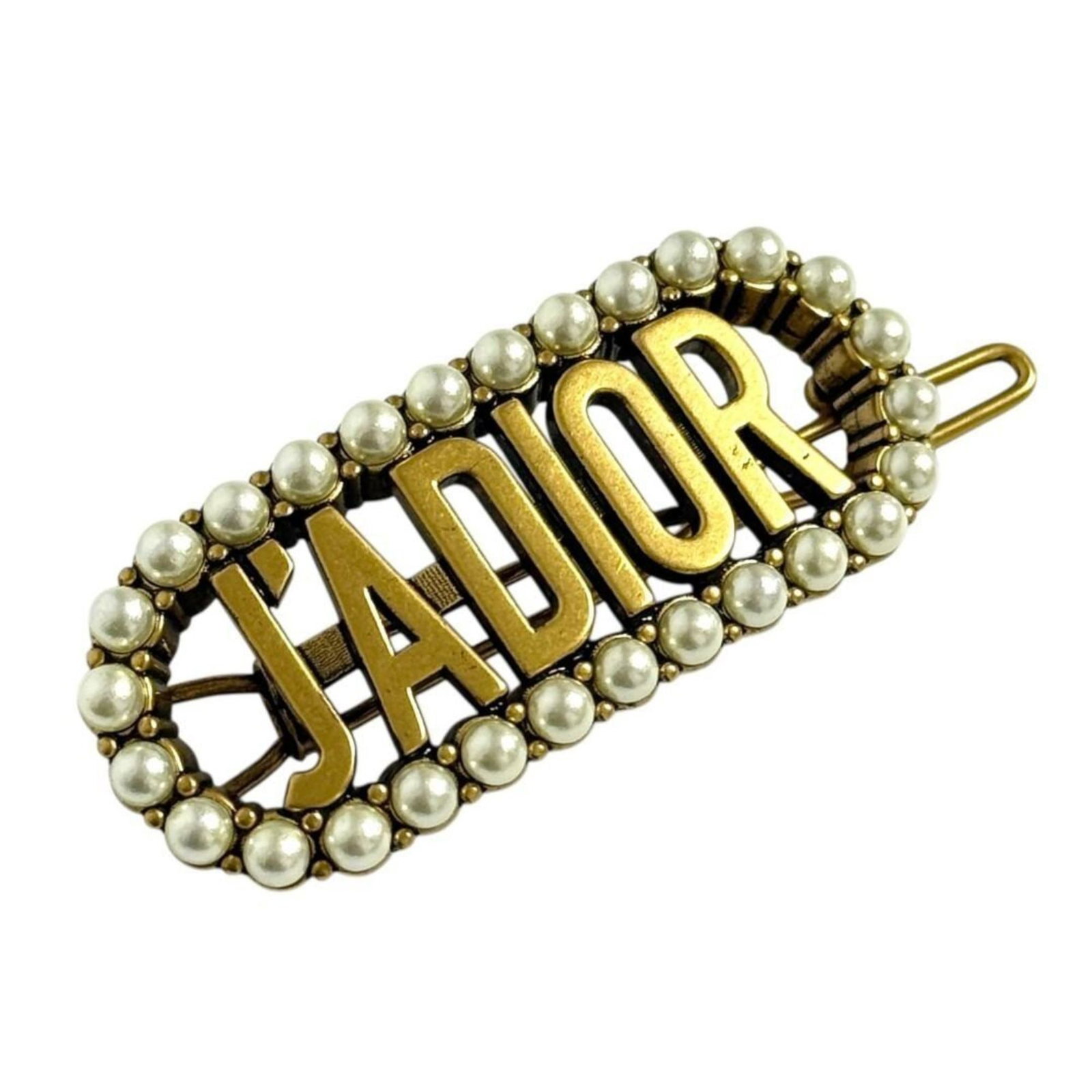 Dior Barrette Artificial Pearl Metal: Dior Barrette Artificial Pearl Metal The Dior Barrette Artificial Pearl Metal is a stylish accessory featuring artificial pearls and metal details. Measuring 2cm x 4.7cm, it boasts a unique