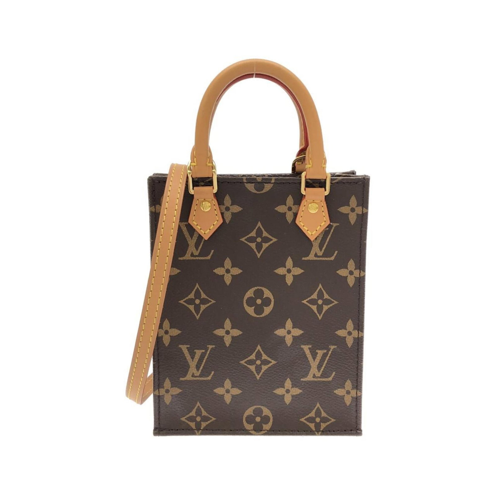 Louis Vuitton Handbag Coated Canvas: Louis Vuitton Handbag Coated Canvas Coated canvas construction provides a durable and stylish touch to this Louis Vuitton handbag, featuring a signature maroon color. Measuring 17cm x 14cm x 5cm, it
