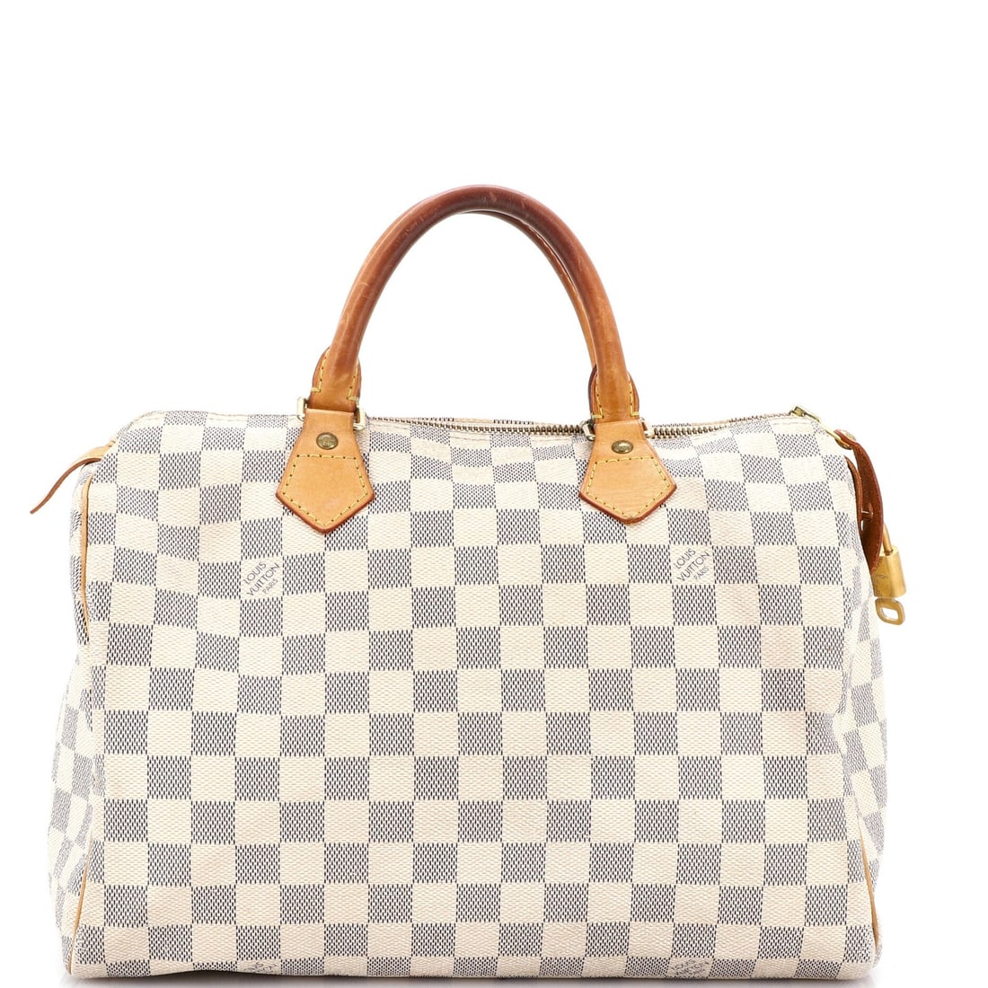 Vuitton Speedy Louis Handbag Damier: Vuitton Speedy Louis Handbag Damier White canvas coated Louis Vuitton Speedy Louis Handbag Damier in Very Good condition, featuring a classic top handle design with a 30" drop and neutral interior.