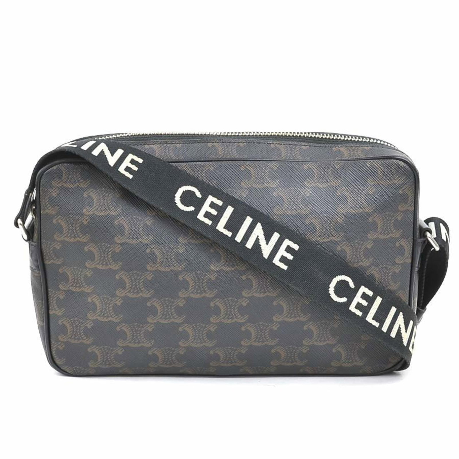 Canvas Coated Celine Bag Shoulder: Canvas Coated Celine Bag Shoulder Coated canvas construction provides a durable and stylish finish for this Celine shoulder bag. Measuring 14cm x 22.5cm x 5cm, it features a sleek black or brown