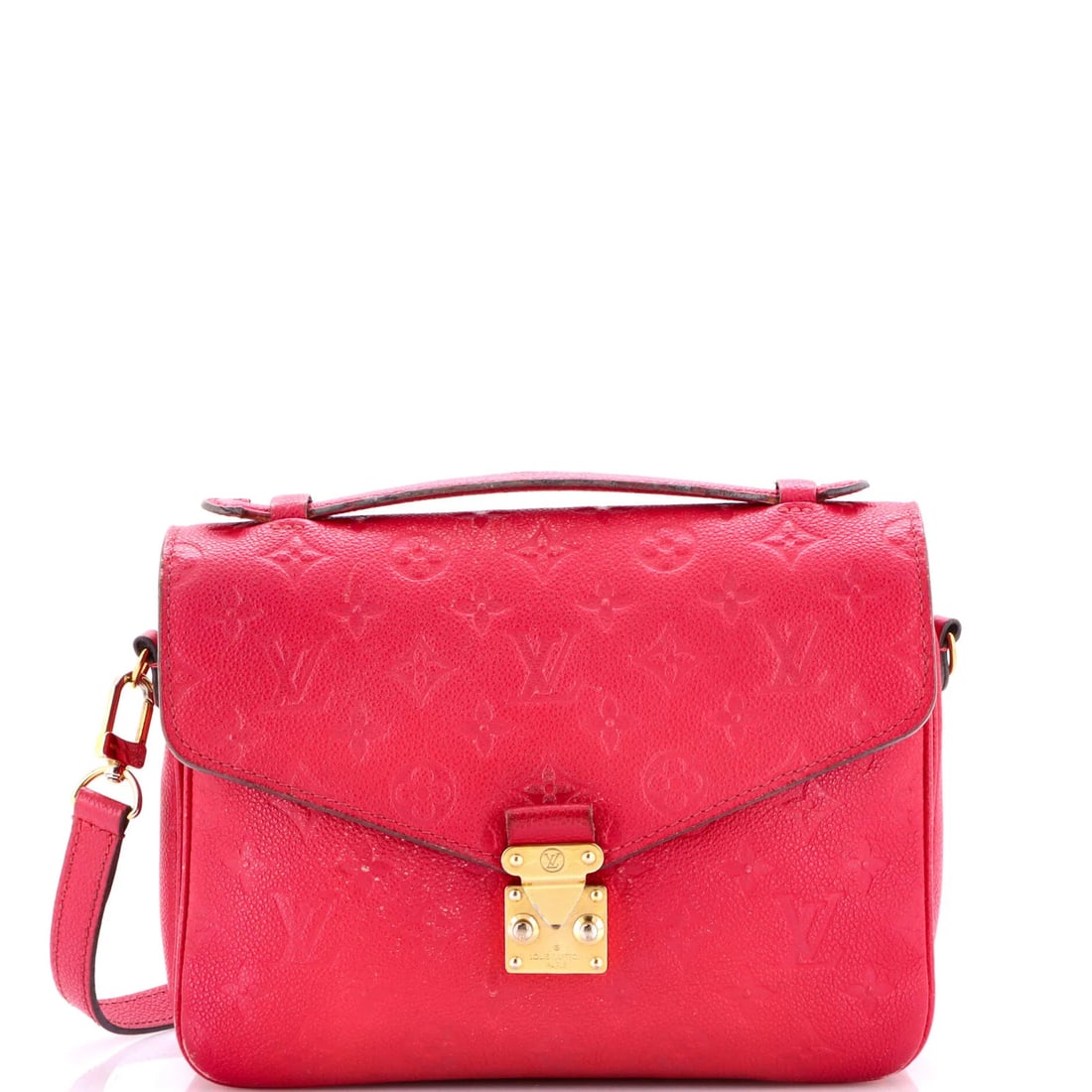 Empreinte Leather Pochette Monogram Vuitton Louis: Empreinte Leather Pochette Monogram Vuitton Louis Pink Empreinte Leather Pochette Monogram Vuitton Louis features a signature monogram pattern and a classic cross-body design. The exterior shows
