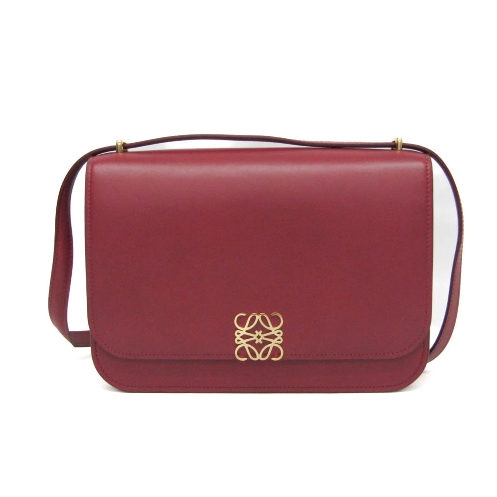Shoulder Bag Leather: Shoulder Bag Leather Red leather shoulder bag with a magnetic snap closure, featuring a snap pocket and open pocket, and a double strap length of 56-66cm. The bag measures 17cm x 22.5cm x 6cm and weig