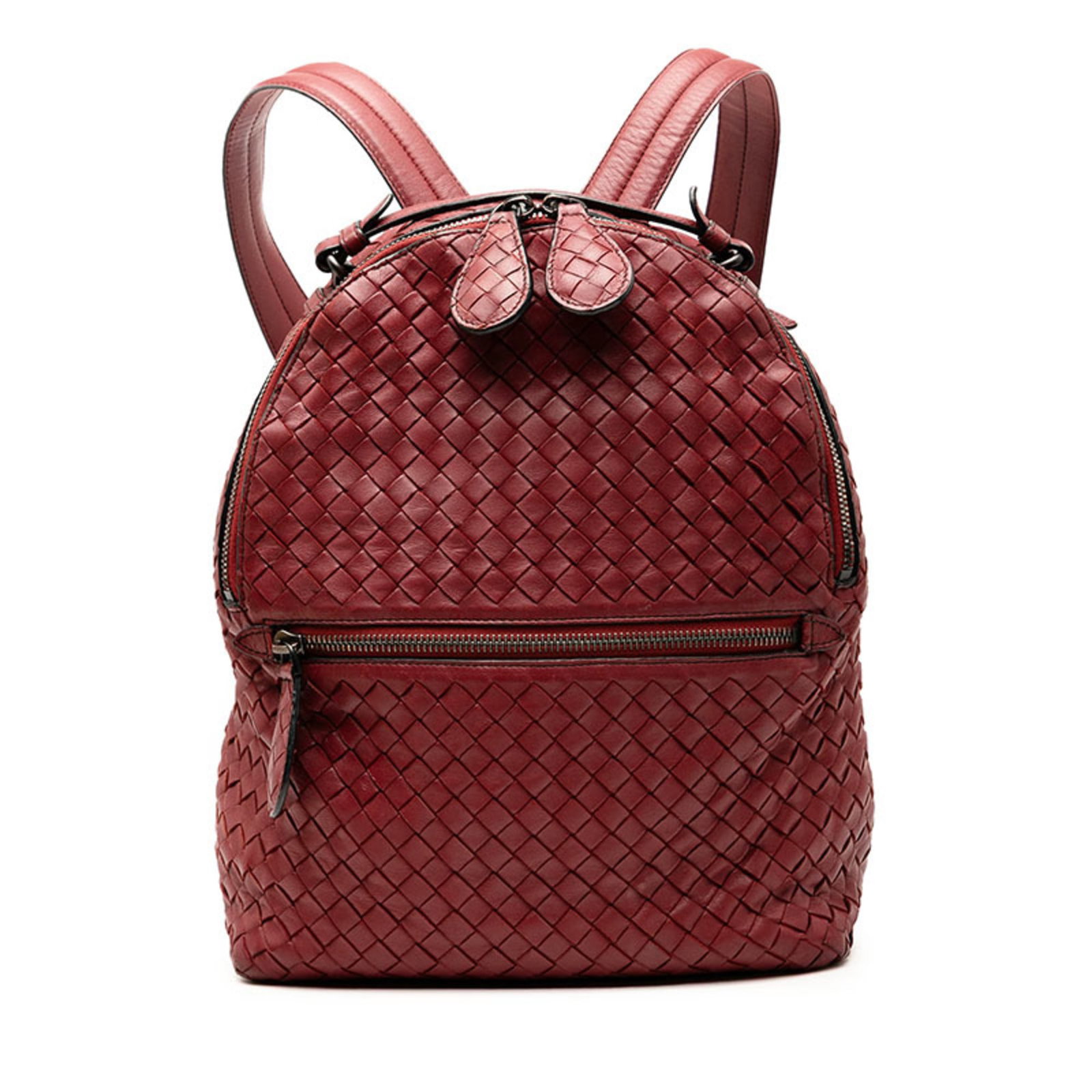Backpack Leather Veneta Bottega: Backpack Leather Veneta Bottega Red Leather Veneta Bottega Backpack. This Bottega Veneta backpack features a bold red color and is made from high-quality leather. Its sleek design and compact size