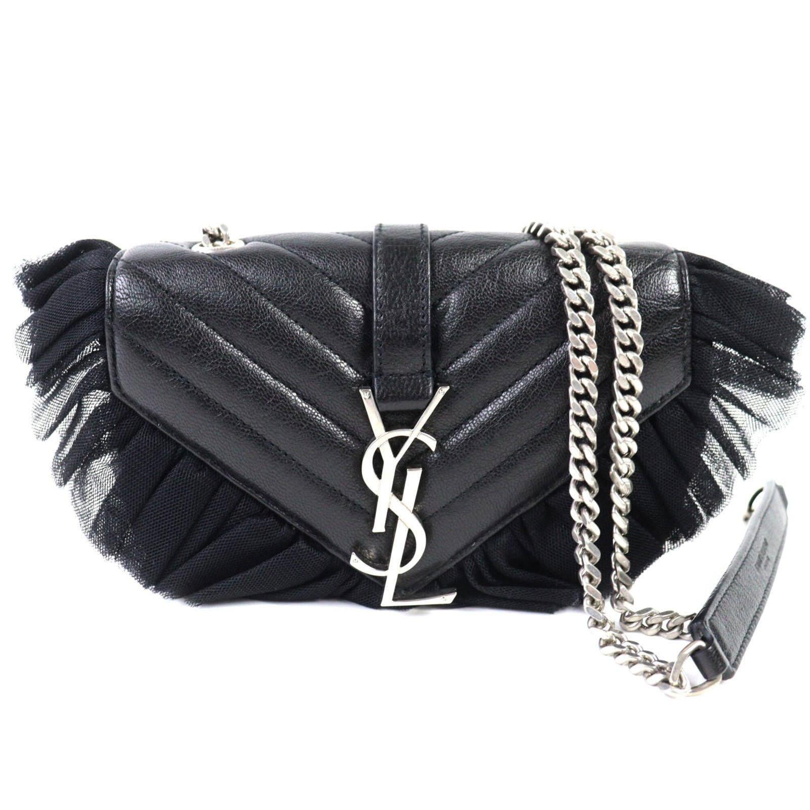 Laurent Saint Bag Leather Shoulder: Laurent Saint Bag Leather Shoulder The Laurent Saint Bag Leather Shoulder is a sleek and sophisticated black leather shoulder bag from Italy. Its sleek design and silver hardware make it a stylish