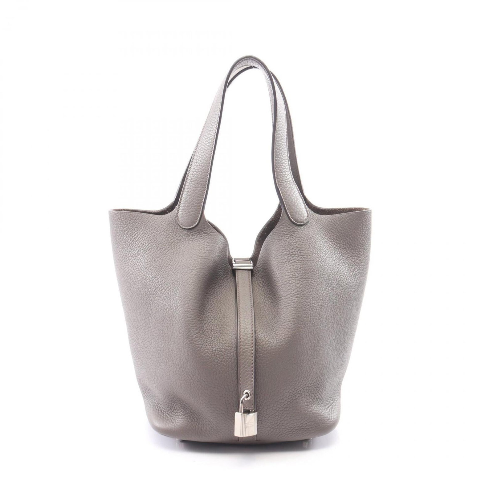 Clemence Leather Handbag Taurillon Hermes: Clemence Leather Handbag Taurillon Hermes Taurillon clemence leather handbag from Hermes, featuring a distinctive Etain, Gray color. This compact bag measures 21cm x 22cm x 17cm, making it a stylish