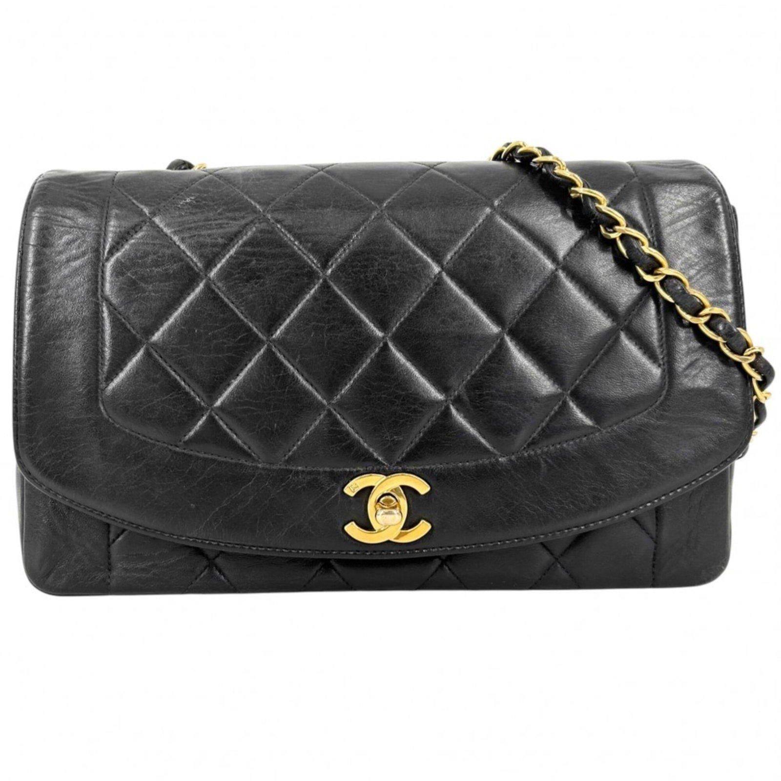 Shoulder Bag Leather Chanel: Shoulder Bag Leather Chanel Black lambskin shoulder bag from Chanel, measuring 16cm x 25cm x 7cm. Made from high-quality leather, this bag features a classic design with clean lines and a timeless aes