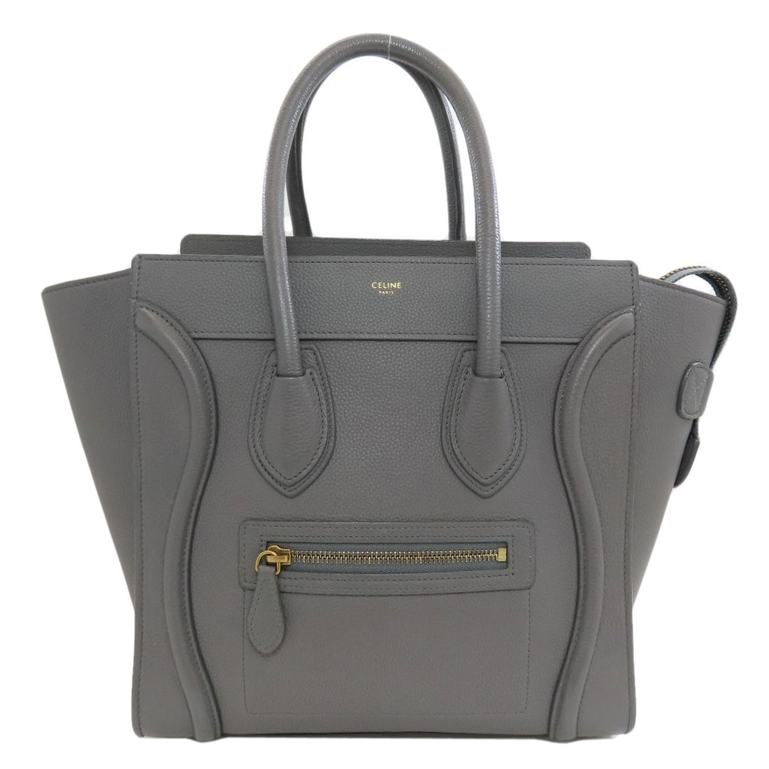 Calf Celine Handbag Micro Luggage: Calf Celine Handbag Micro Luggage Calf Celine Handbag Micro Luggage is made of Calf exterior material and features a gray color. This micro luggage is a style of handbag from the Celine brand,