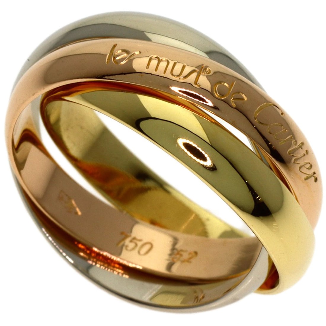 Cartier Trinity #52 Ring K18 Yellow Gold K18 White Gold: Cartier Trinity #52 Ring K18 Yellow Gold K18 White Gold K18 Yellow Gold and K18 White Gold Combine in Cartier's Iconic Trinity Ring #52, a masterful blend of two precious metals. This 6.25 US size rin