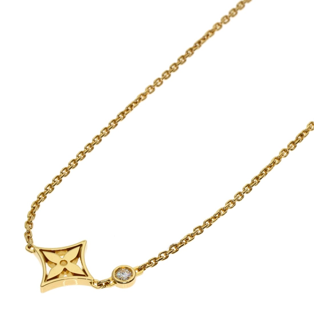 Monogram Ldylle Louis Vuitton Pendant 1P Diamond Necklace Yellow K18 Gold: Monogram Ldylle Louis Vuitton Pendant 1P Diamond Necklace Yellow K18 Gold Monogram Ldylle Louis Vuitton Pendant 1P Diamond Necklace in 1P Yellow K18 Gold. This stunning necklace features a 15.5inch
