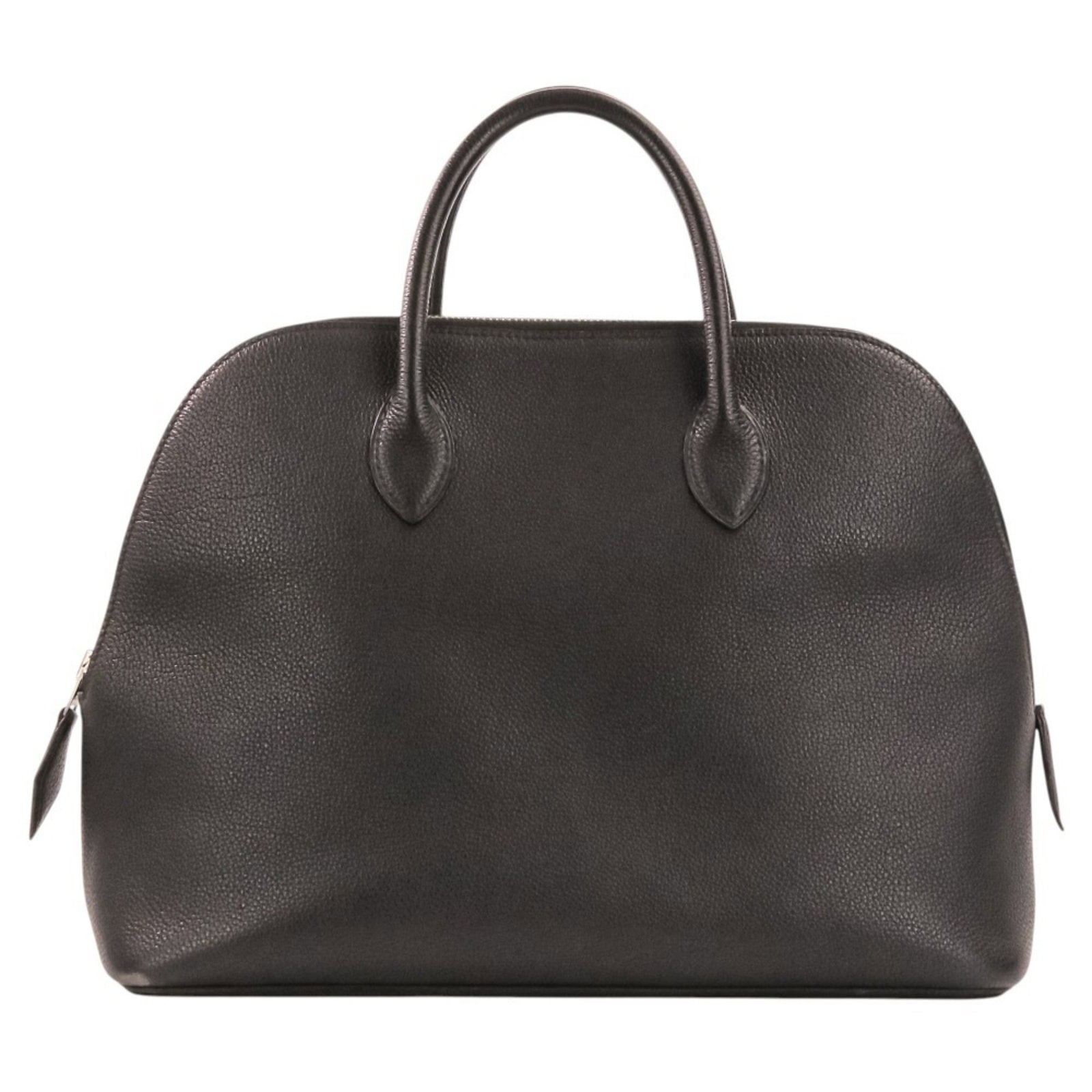 Handbag Leather Hermes: Handbag Leather Hermes This exquisite black leather handbag from Hermes boasts a sleek 24cm x 30.5cm x 12cm size, making it a stylish and compact accessory. The high-quality leather construction and