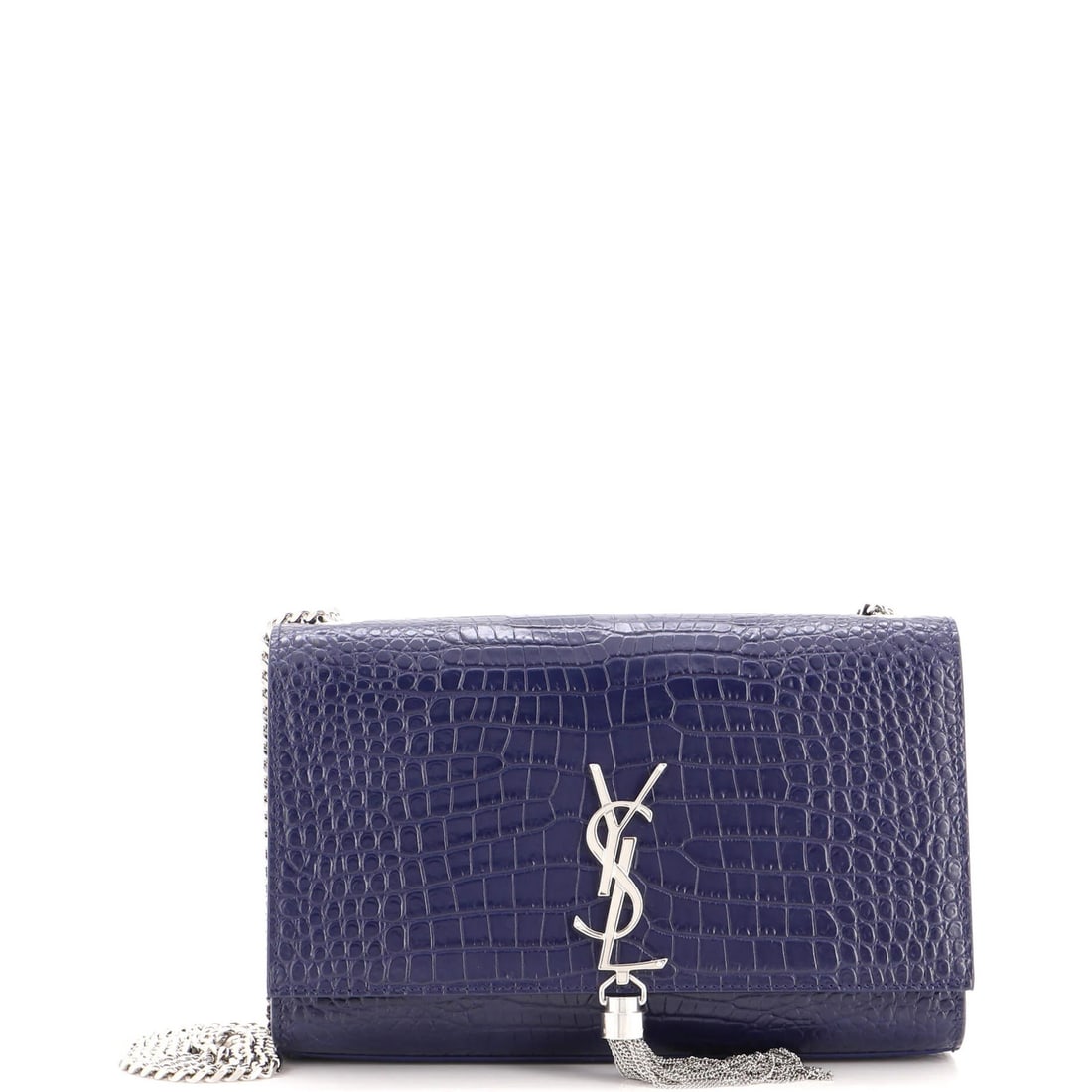 Crocodile Embossed Leather Saint Laurent Classic Tassel Bag Monogram Crossbody: Crocodile Embossed Leather Saint Laurent Classic Tassel Bag Monogram Crossbody Crocodile embossed leather adds a touch of luxury to this Saint Laurent Classic Tassel Bag Monogram Crossbody, featuring