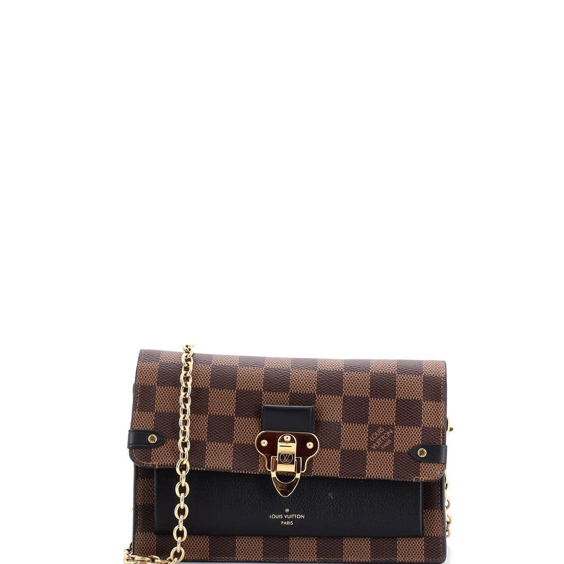 Damier Leather NM Chain Wallet Vavin with Louis Vuitton: Damier Leather NM Chain Wallet Vavin with Louis Vuitton The Damier Leather NM Chain Wallet Vavin from Louis Vuitton boasts a unique canvas-coated leather exterior with a striking black and brown Damie