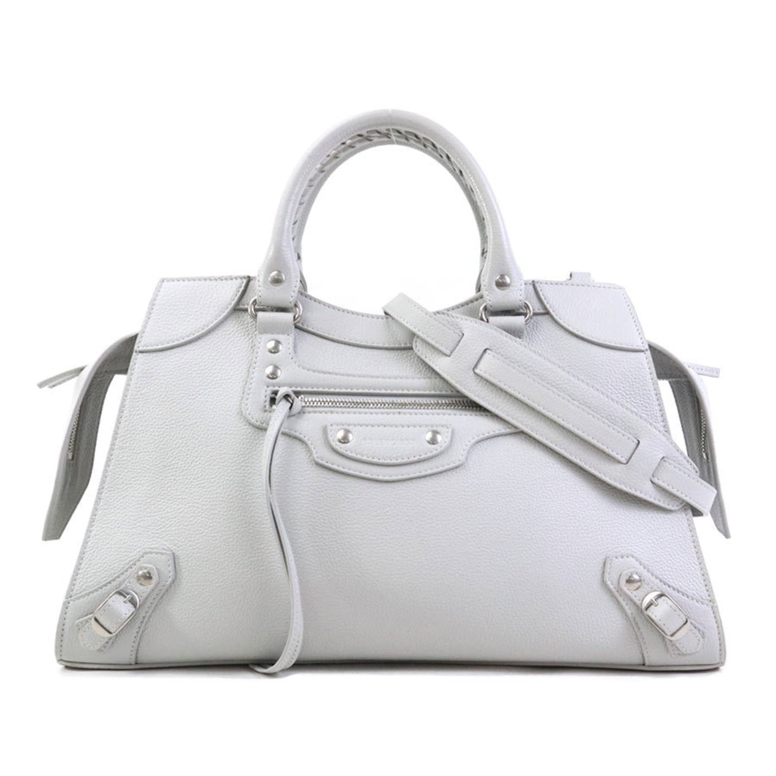 Balenciaga Handbag Shoulder Bag Leather: Balenciaga Handbag Shoulder Bag Leather Balenciaga Handbag Shoulder Bag Leather is a stylish and versatile accessory. This light gray leather shoulder bag features silver hardware and comes with a